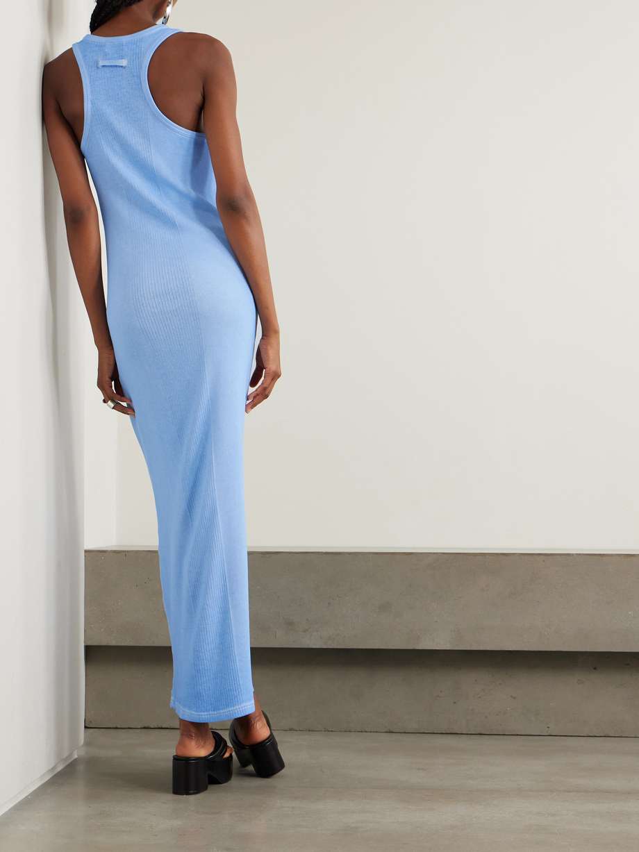 paneled buckled ribbed cotton-jersey maxi dress