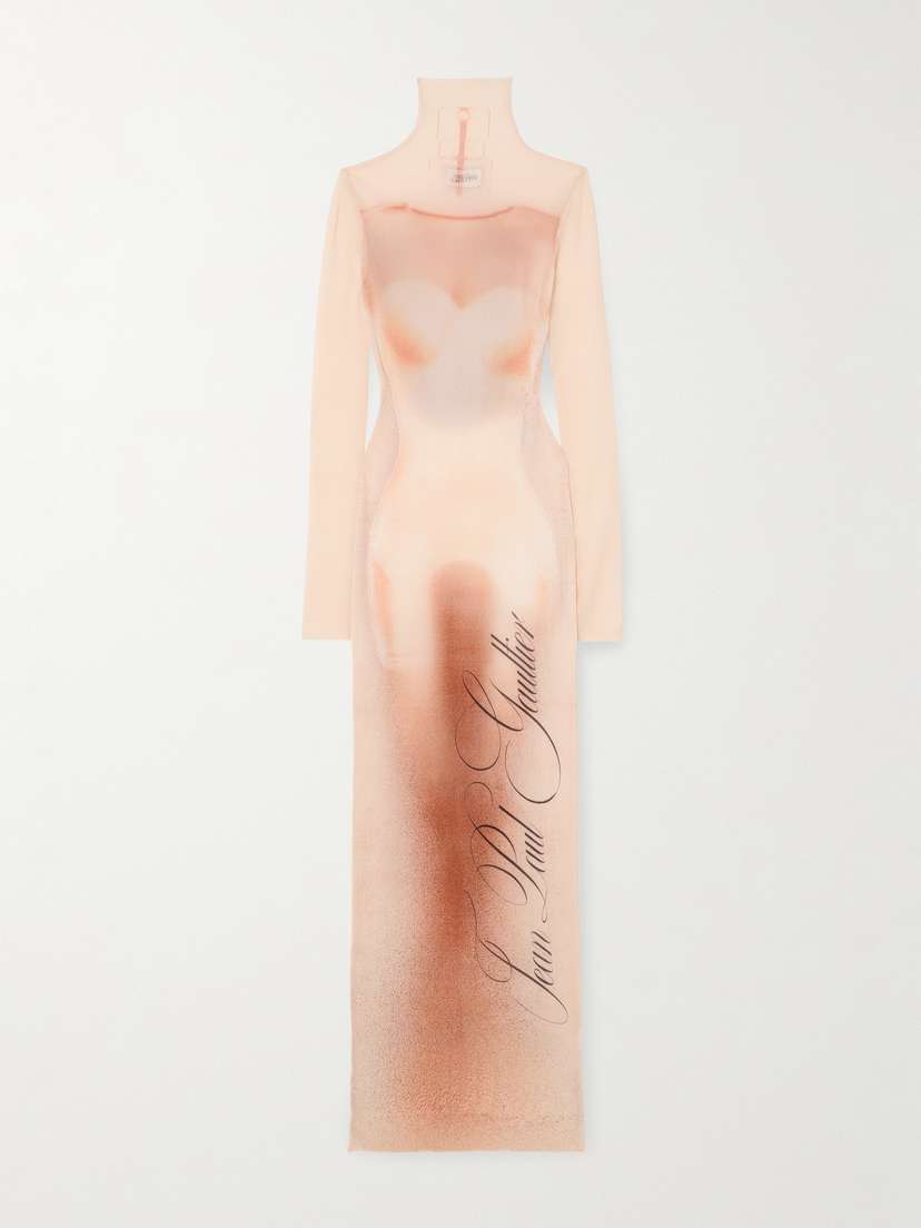 Jean Paul Gaultier Le Classique Printed Stretch-jersey Turtleneck Maxi Dress