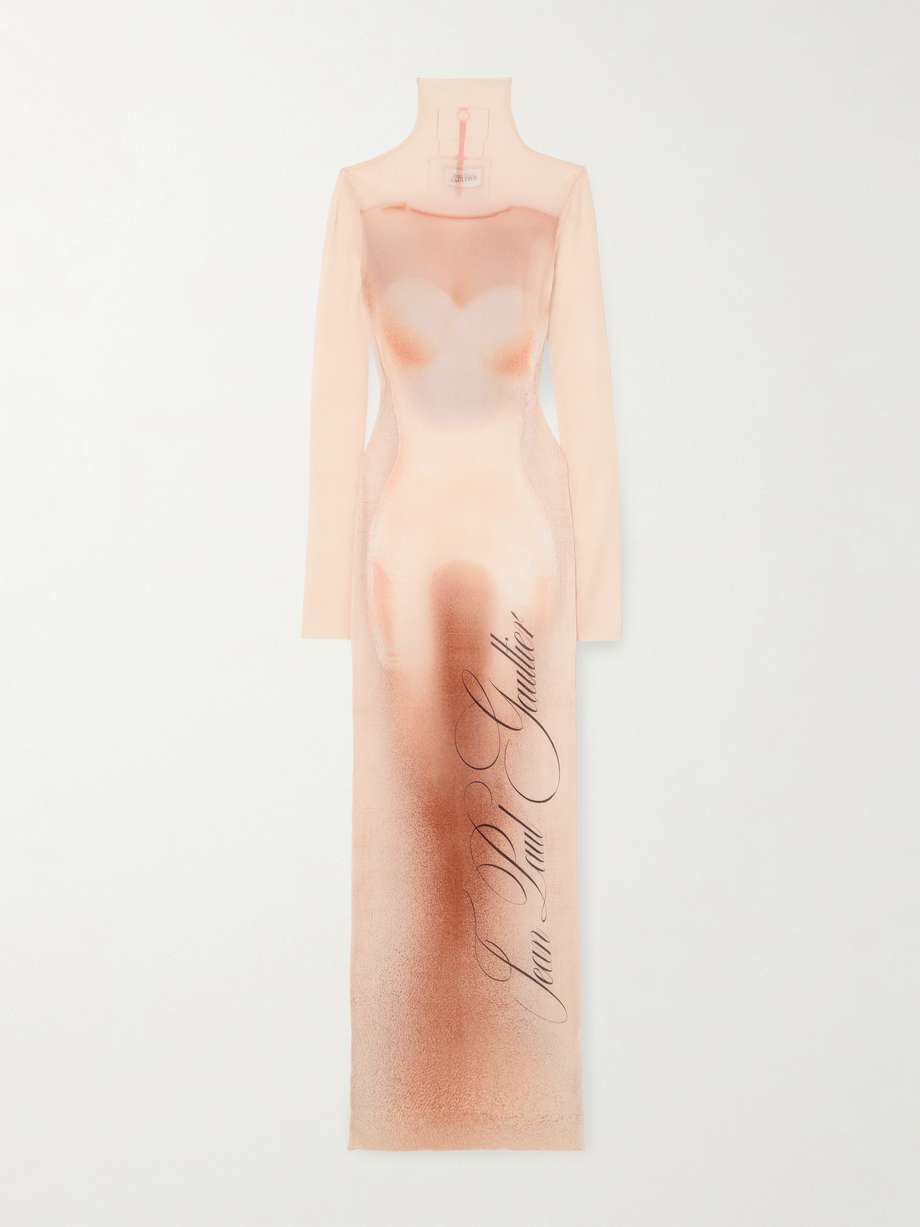le classique printed stretch-jersey turtleneck maxi dress