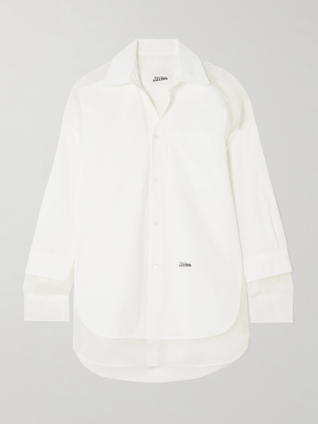 JEAN PAUL GAULTIER PETIT GRAND OVERSIZED LAYERED SILK AND TULLE SHIRT