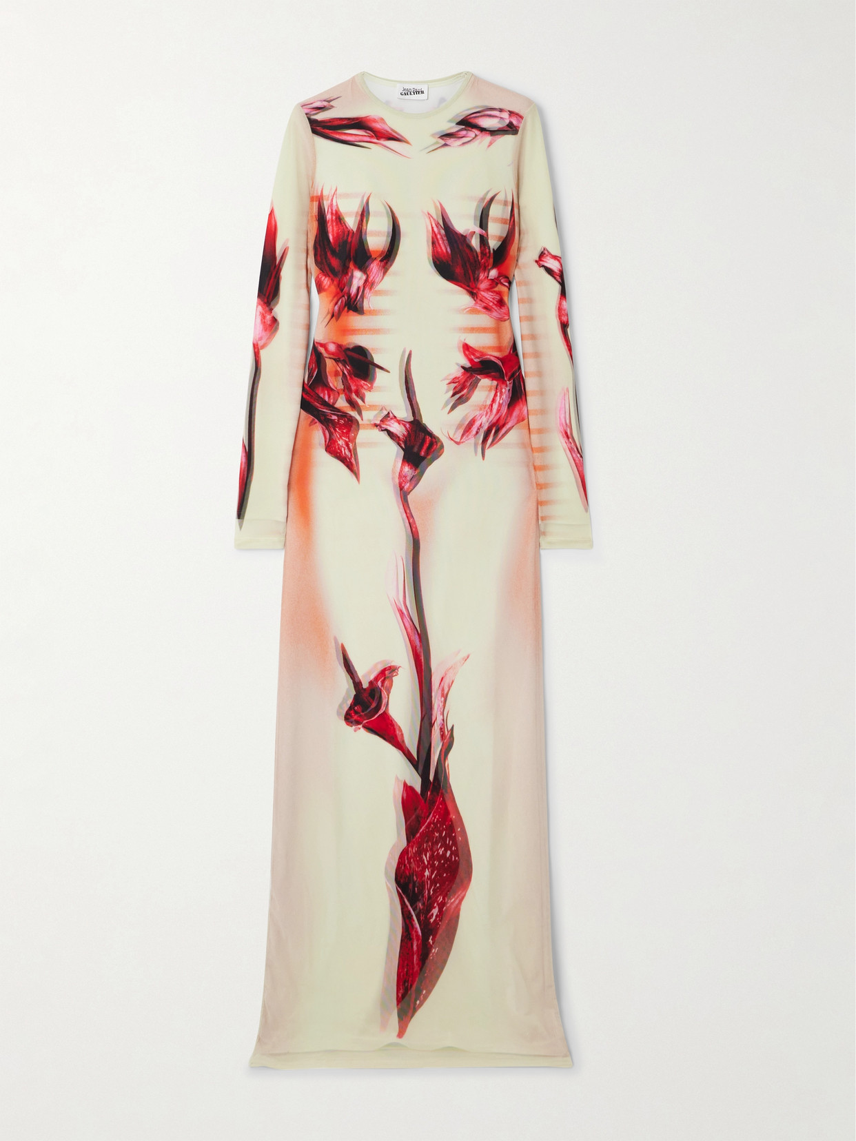 JEAN PAUL GAULTIER PRINTED STRETCH-MESH MAXI DRESS