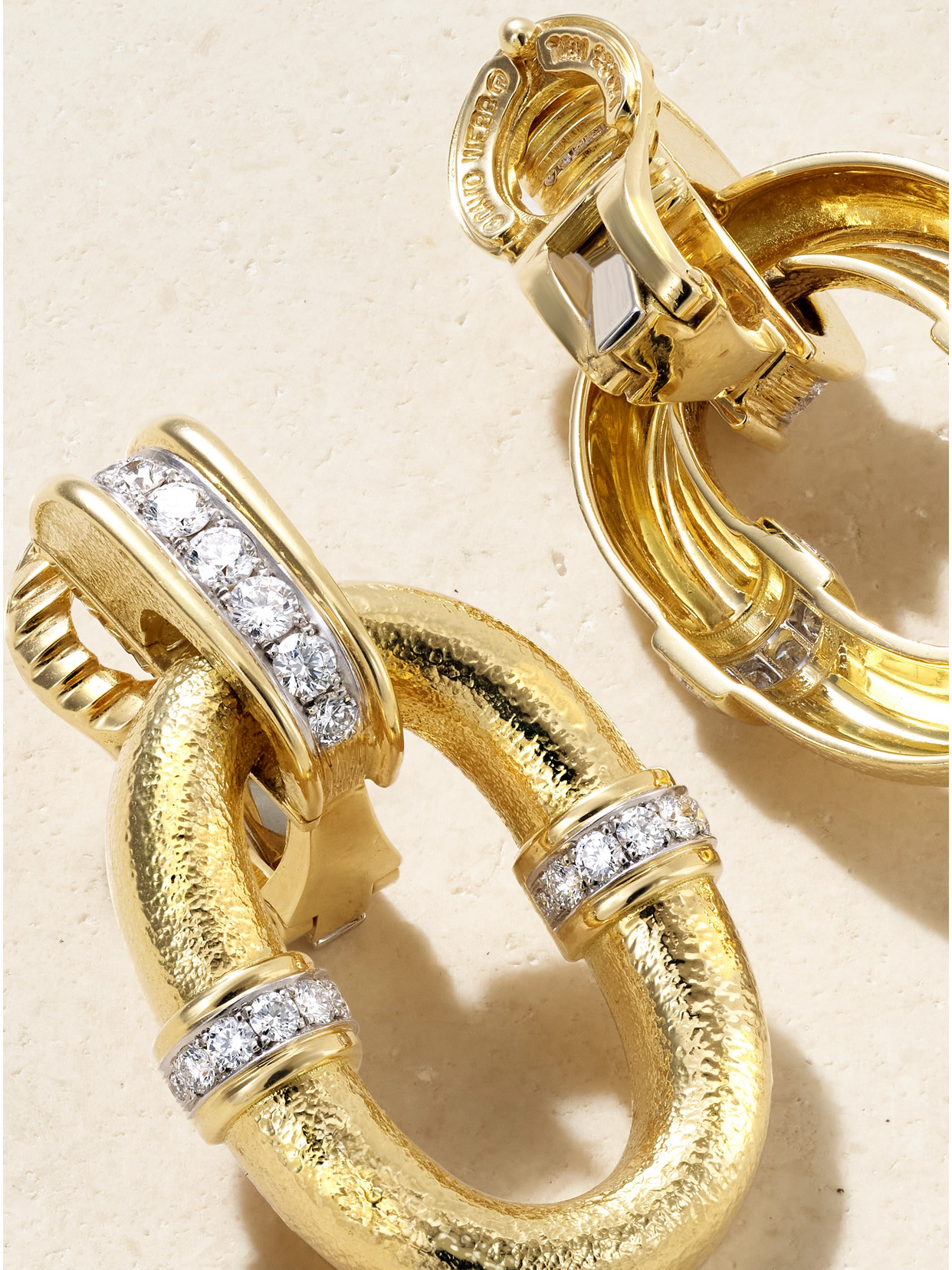 David Webb 18-karat Gold Diamond Clip Earrings In Gold