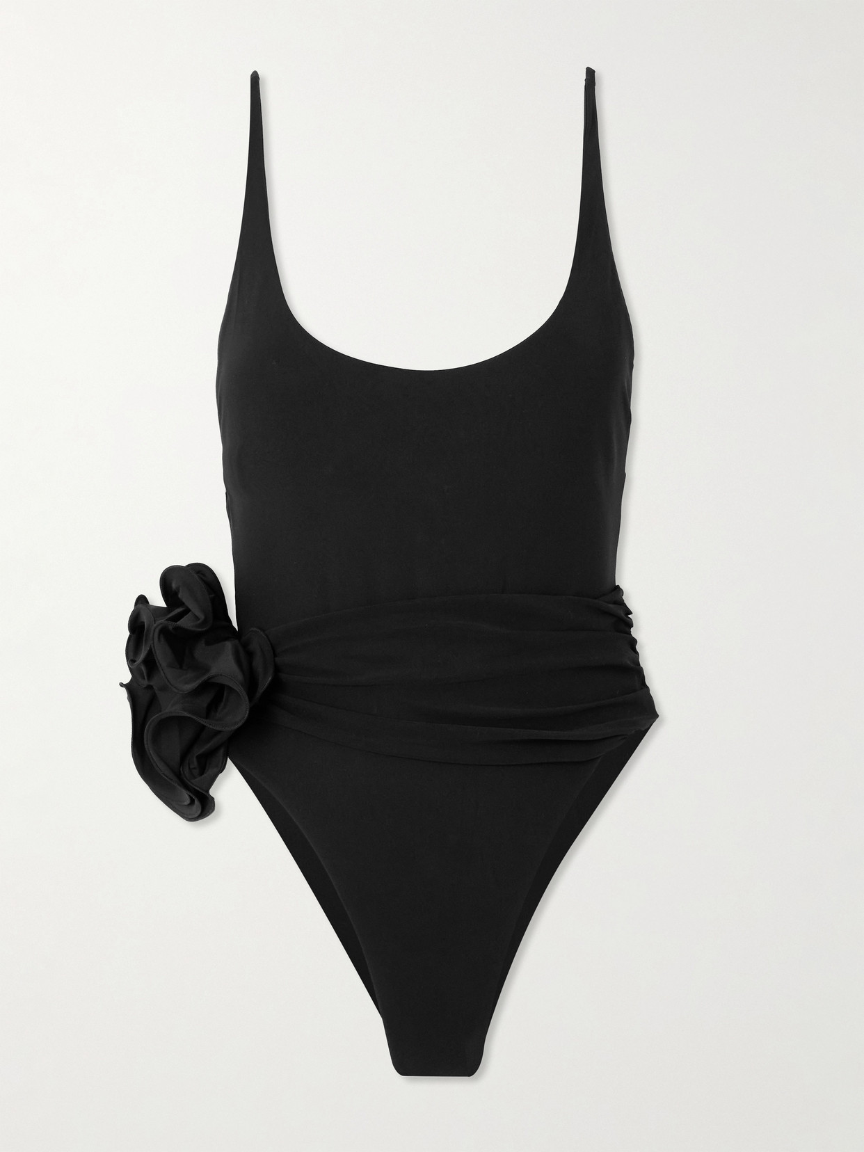 Magda Butrym One-piece Swimsuit With Applied Flower In Black