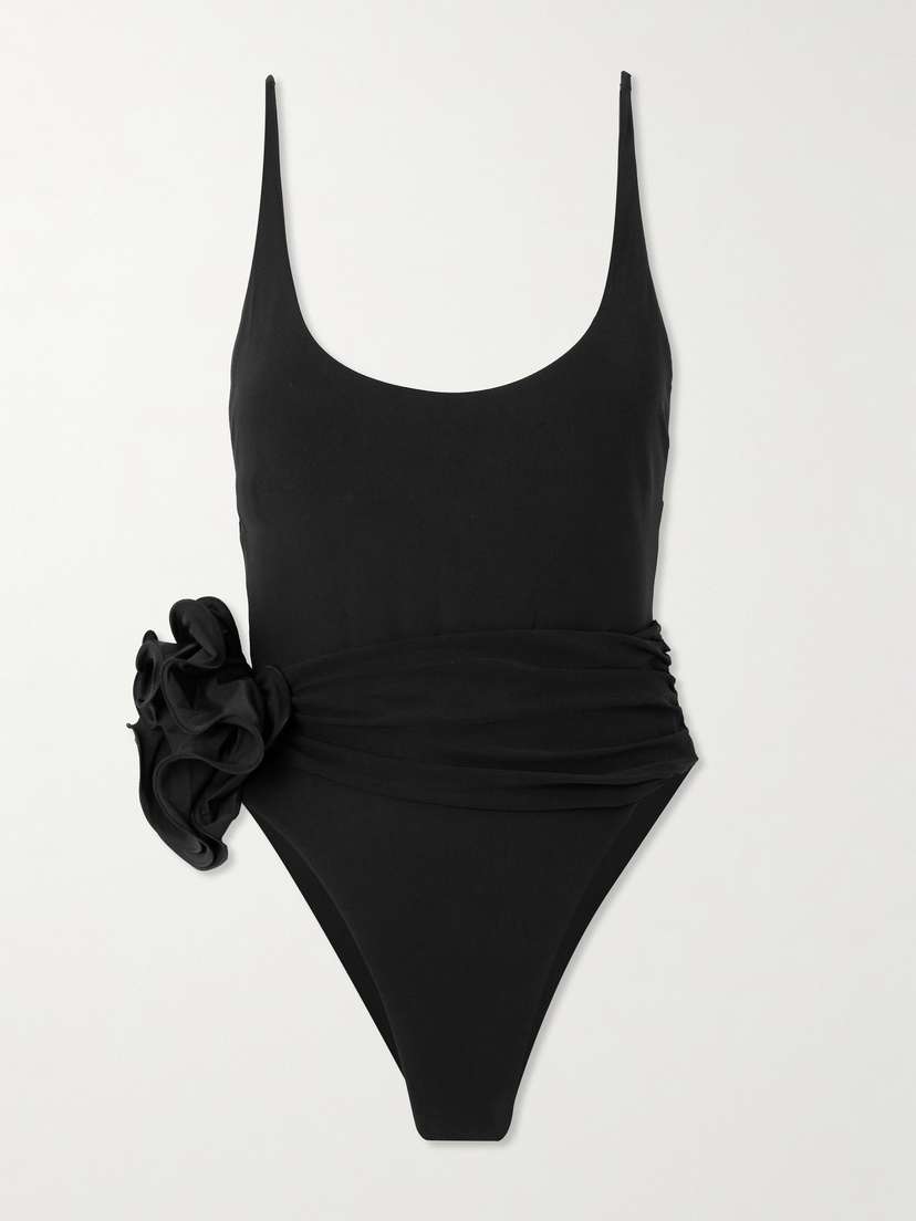 Magda Butrym Appliquéd Ruched Swimsuit