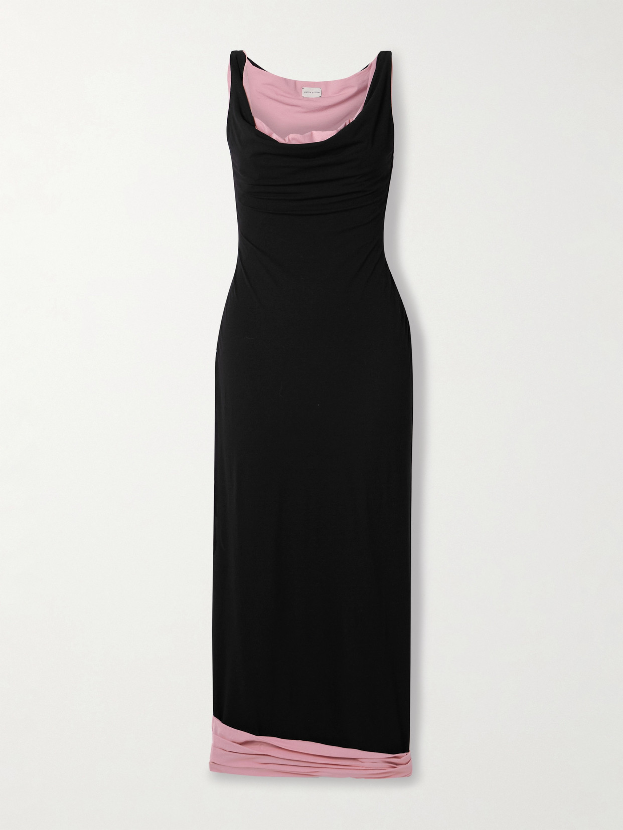 Magda Butrym Layered Stretch-silk Midi Dress In Black