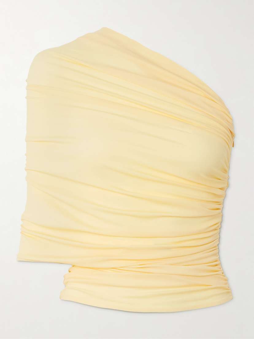 Magda Butrym One-shoulder Draped Wrap-effect Stretch-jersey Top
