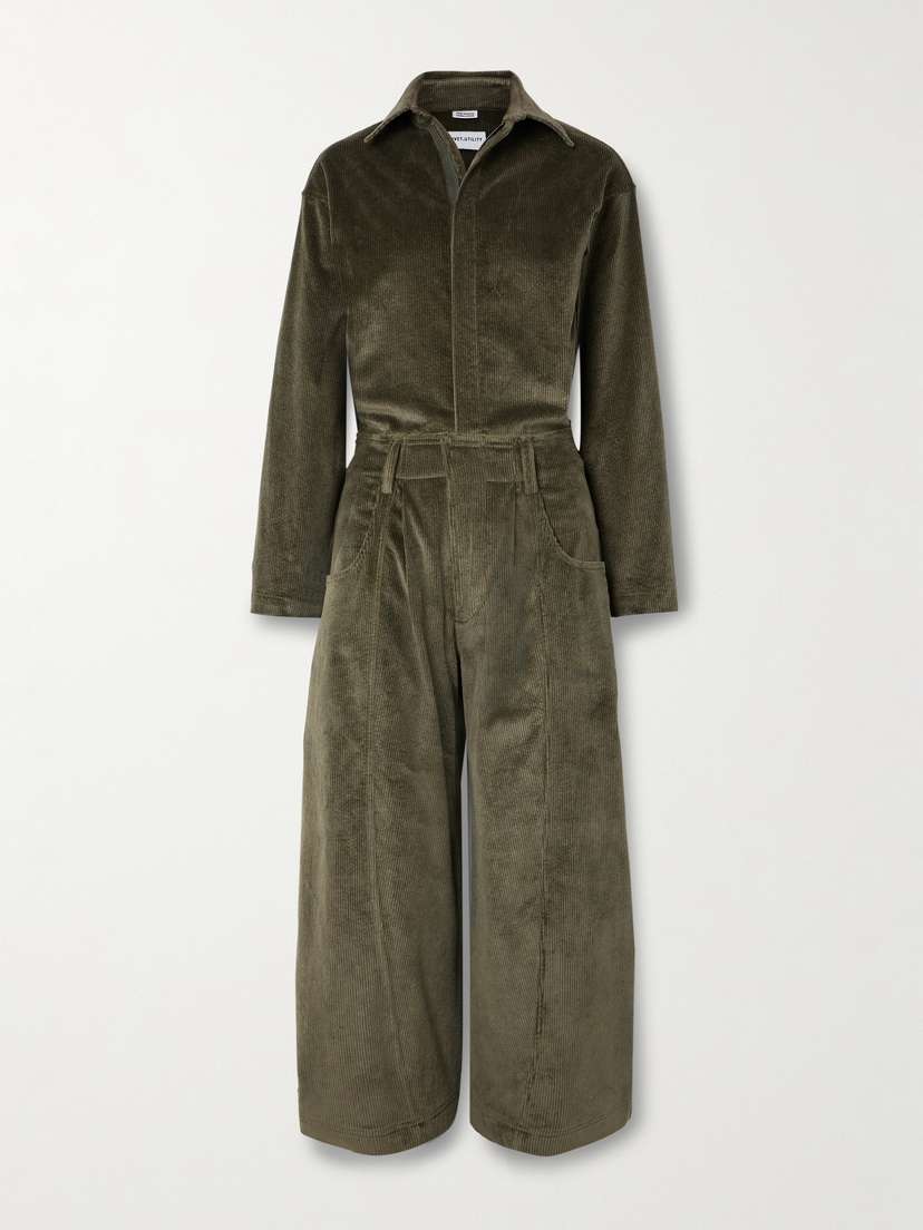 Rivet Utility New Yorker Cropped Cotton-blend Corduroy Jumpsuit