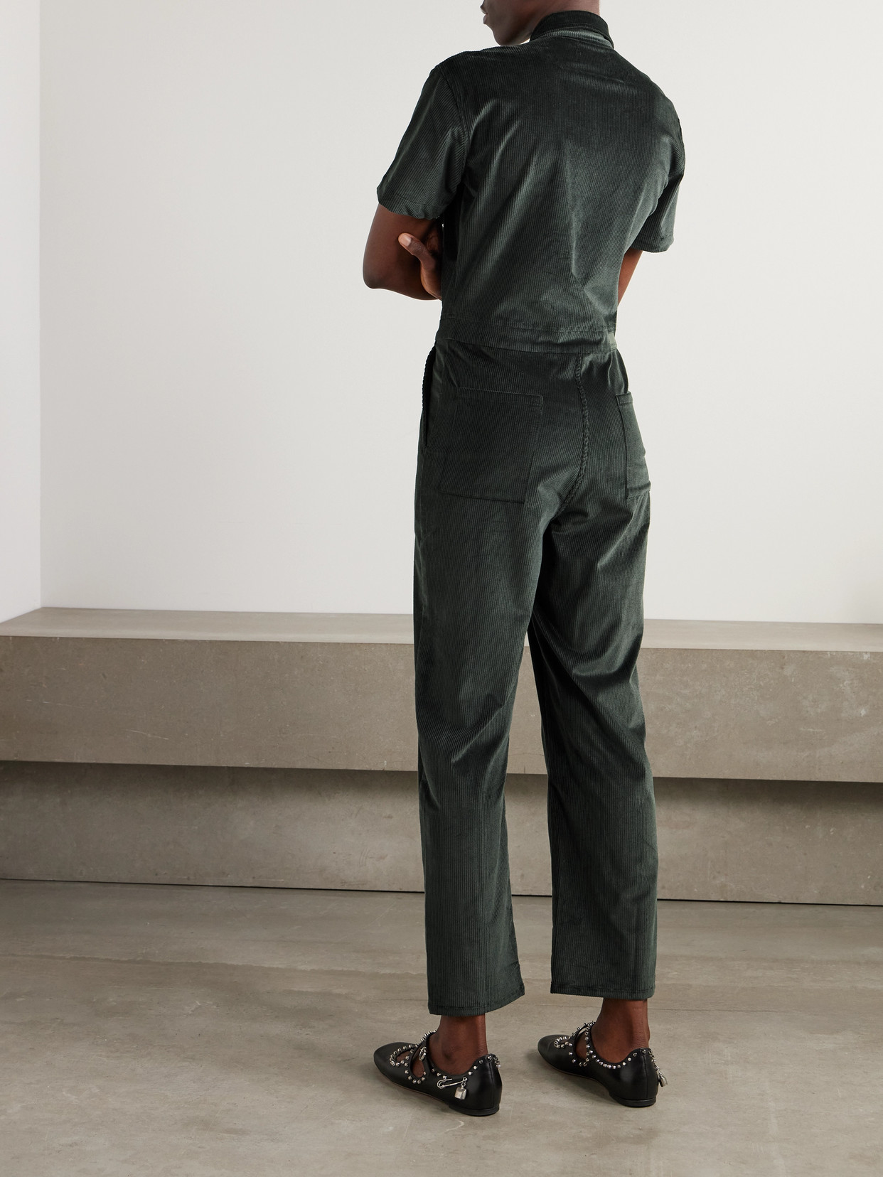 Rivet Utility Worker Cotton-blend Corduroy Jumpsuit In Gray