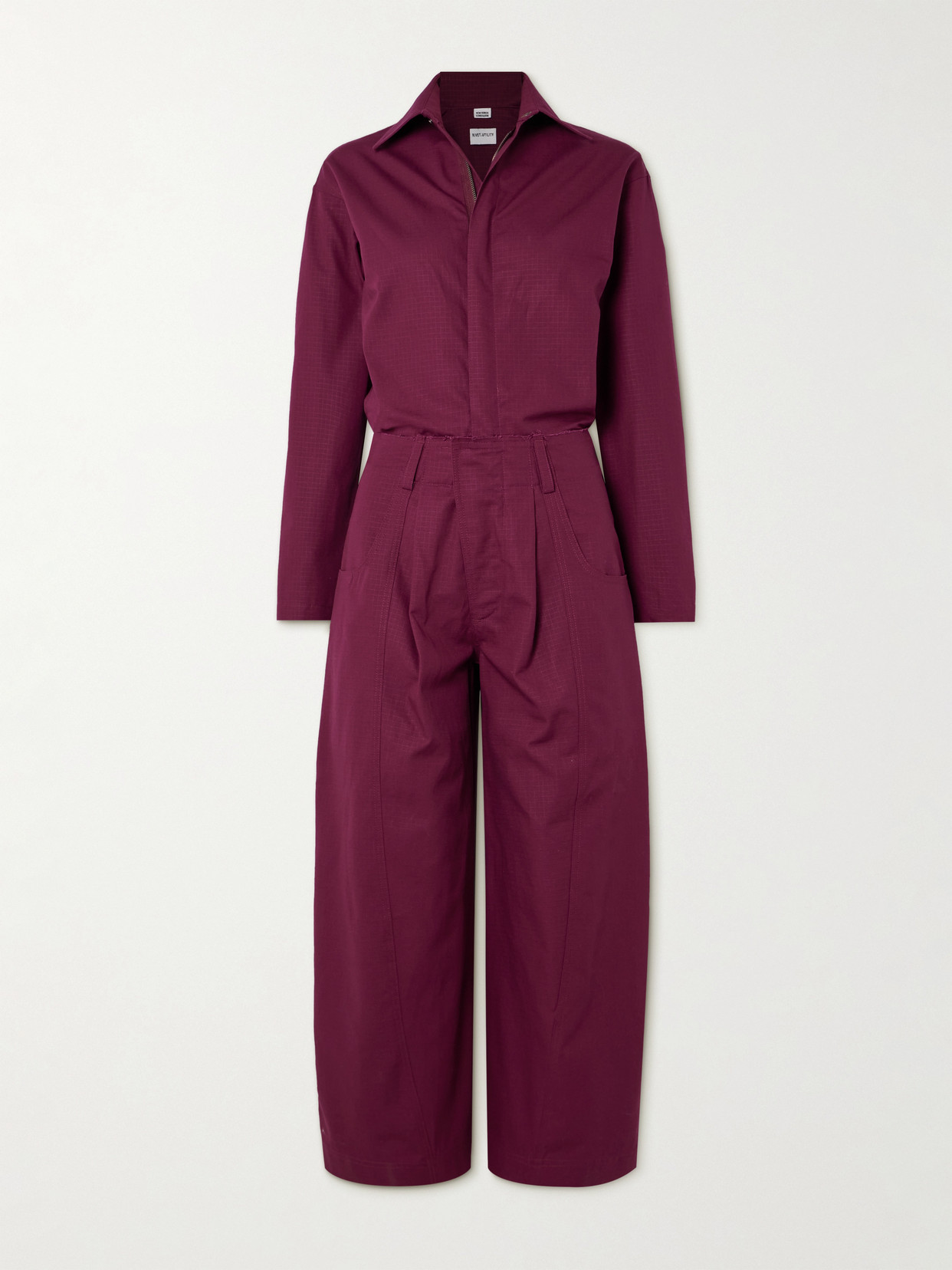 Rivet Utility New Yorker Cropped Cotton-ripstop Jumpsuit In Burgundy