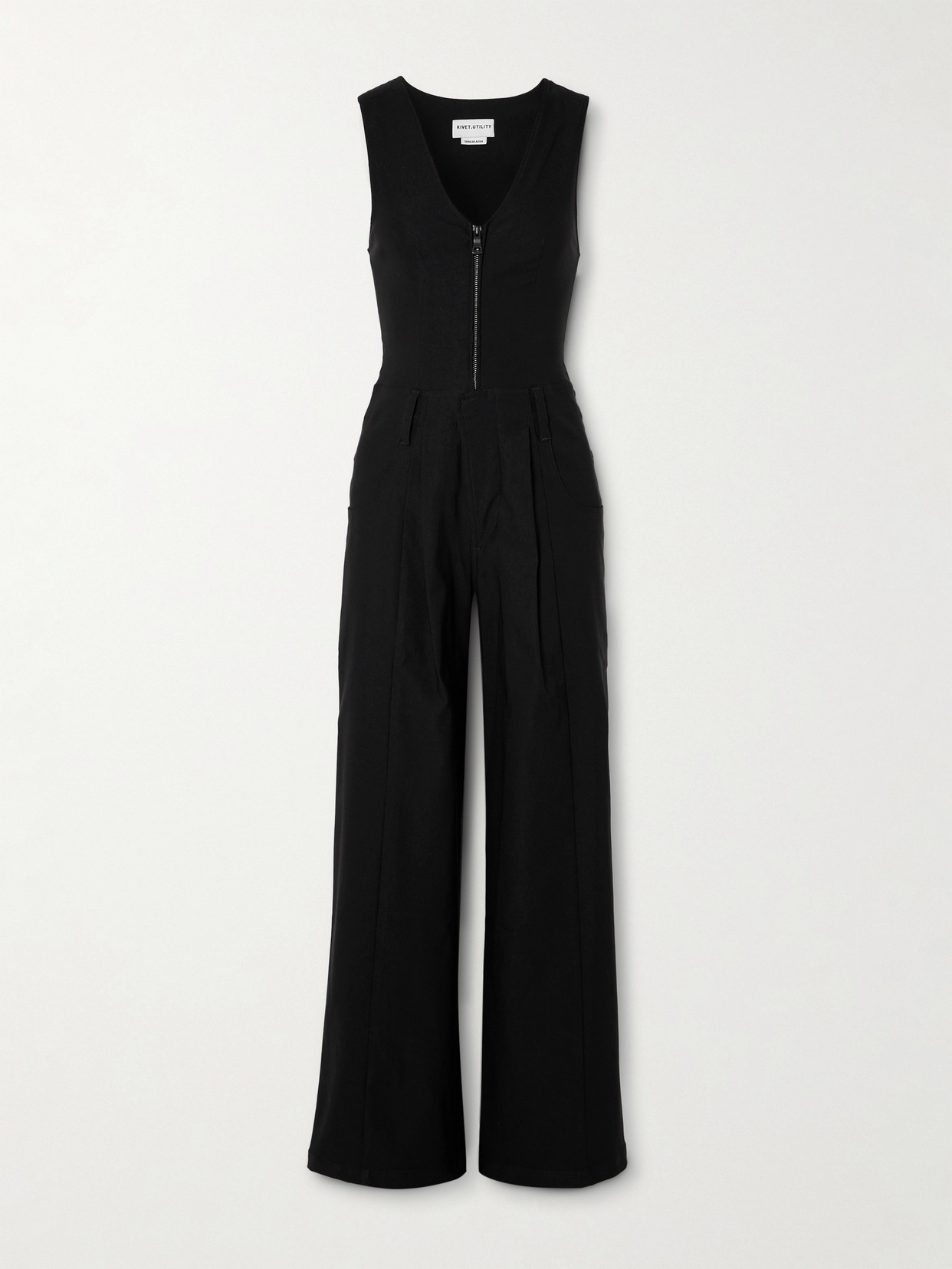 Rivet Utility Trailblazer Stretch-taffeta Jumpsuit In Black