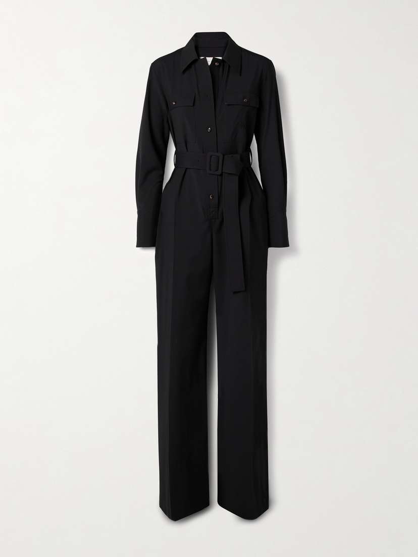 Veronica de Piante Nadia Belted Wool And Silk-blend Jumpsuit