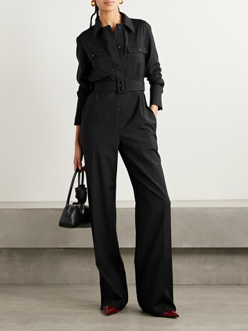 Veronica De Piante Nadia belted wool and silk-blend jumpsuit
