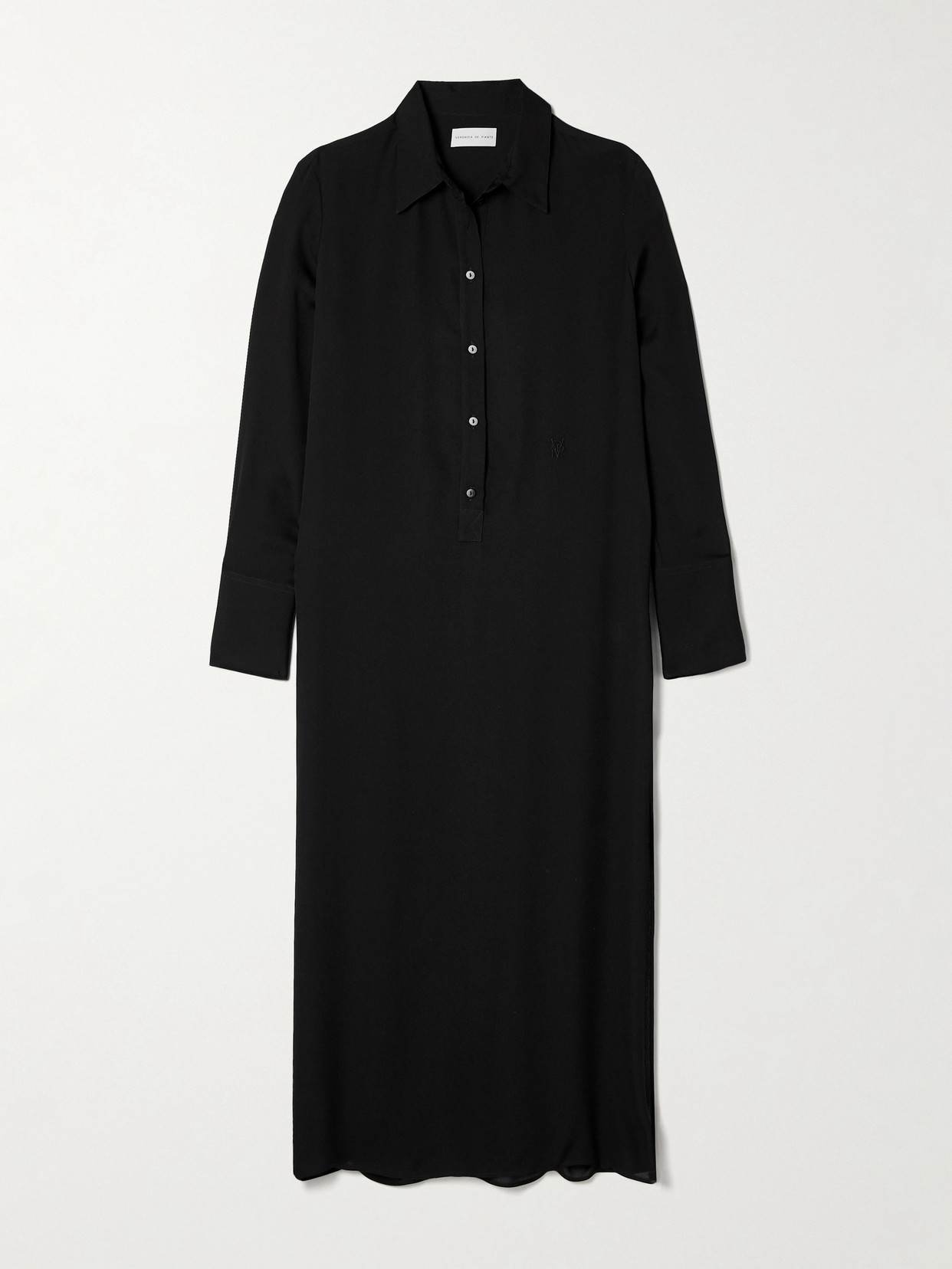 Veronica De Piante Marta Silk-georgette Midi Shirt Dress In Black