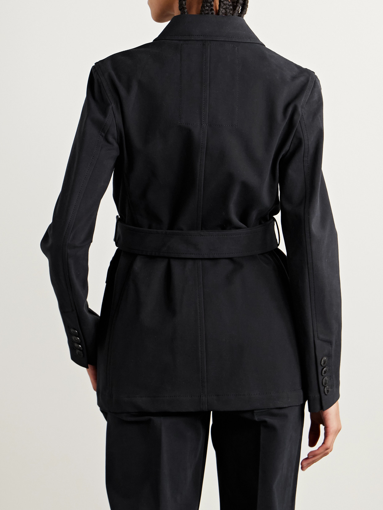 Veronica De Piante Amelia Belted Cotton-blend Jacket In Blue