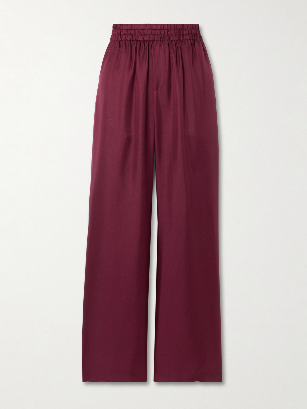 Lisa Yang Silk-twill Wide-leg Track Pants In Burgundy