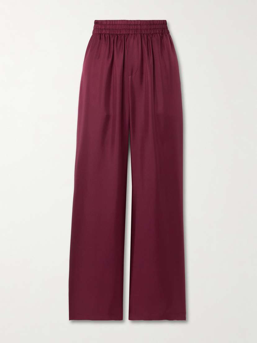 Lisa Yang Silk-twill Wide-leg Track Pants