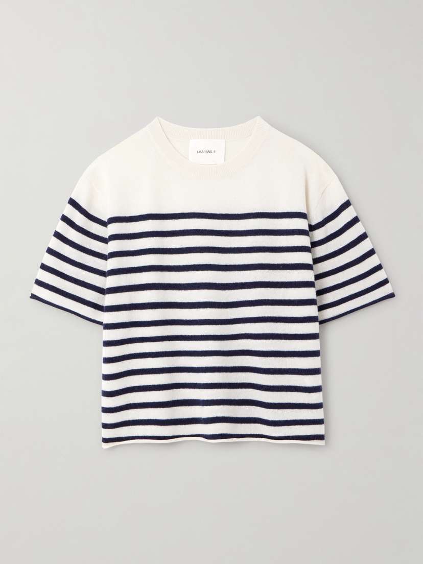 Lisa Yang Cila Striped Cashmere T-shirt