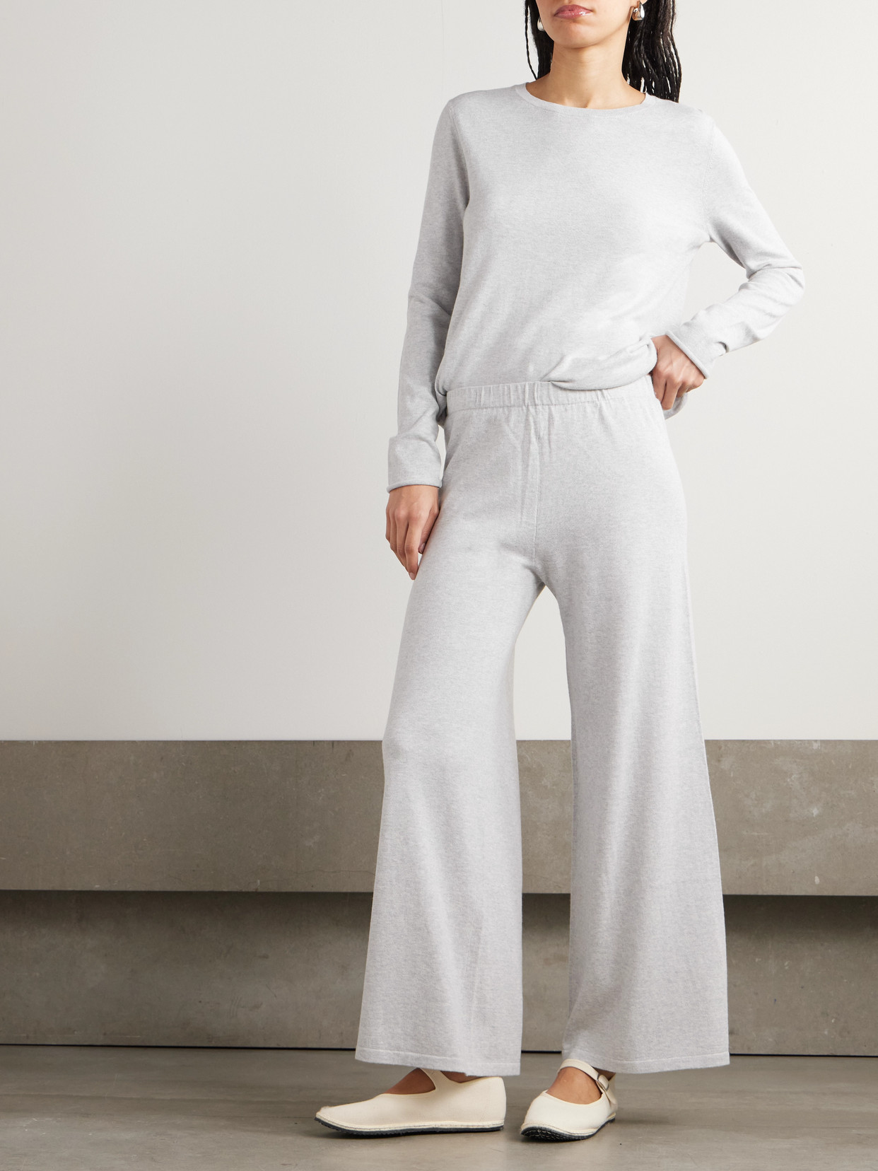 Lisa Yang Maurie Cotton And Cashmere-blend Sweater In Gray