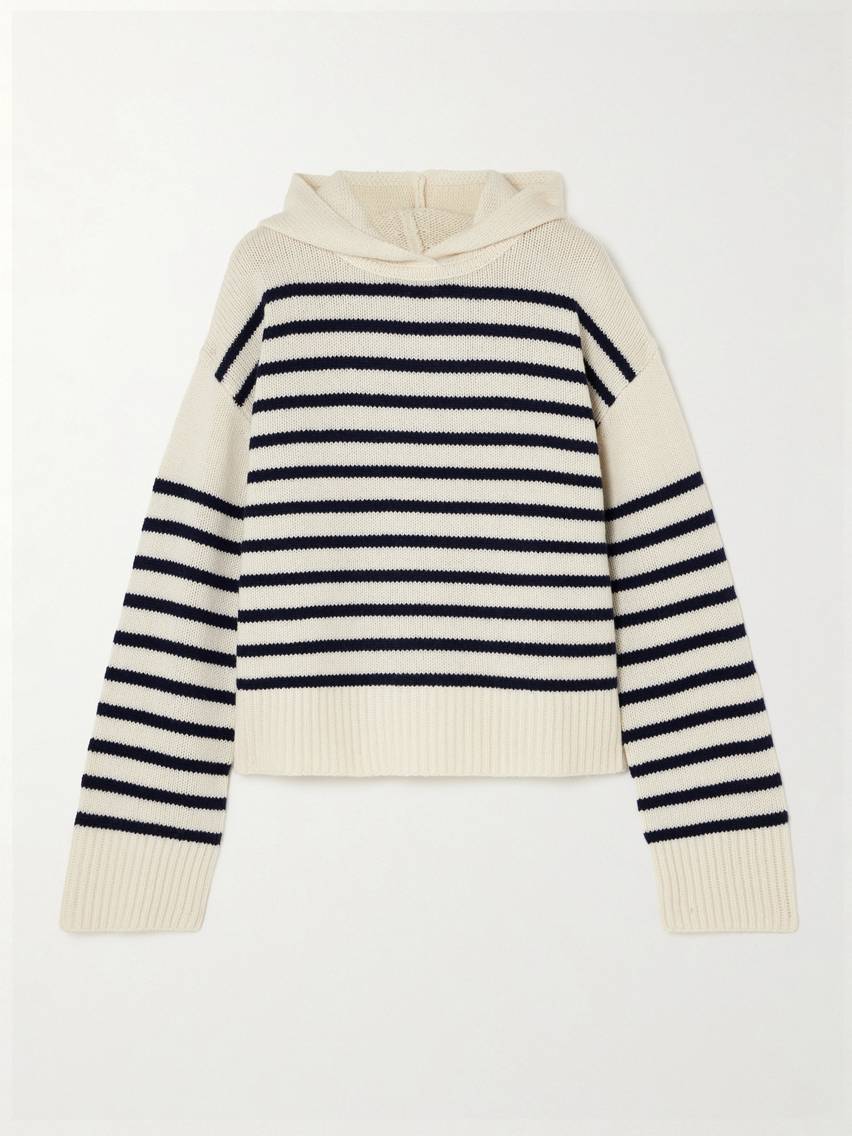 Lisa Yang Karolin Striped Cashmere Hoodie In Cream