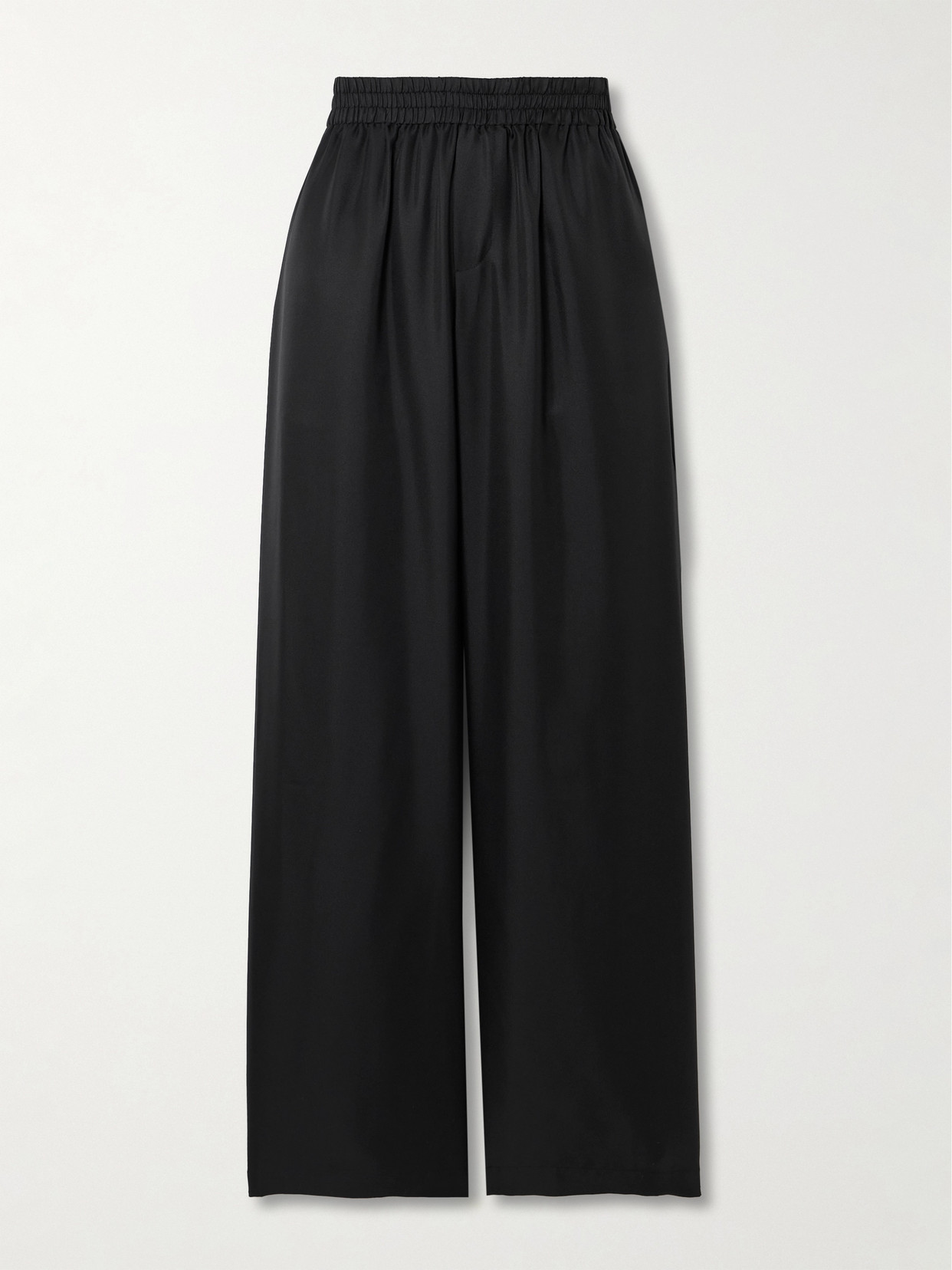 Lisa Yang Silk-twill Wide-leg Track Pants In Black