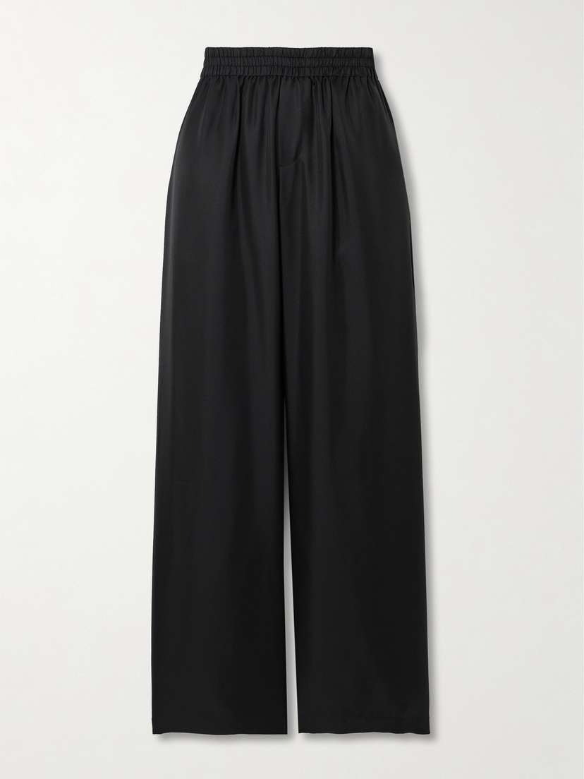 Lisa Yang Silk-twill Wide-leg Track Pants