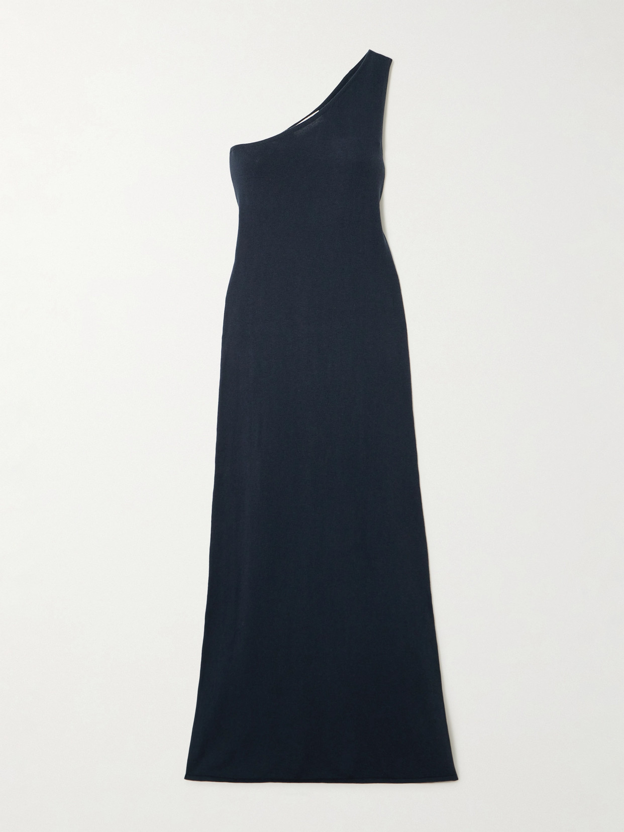 Lisa Yang Olivia One-shoulder Cotton And Cashmere-blend Maxi Dress In Blue