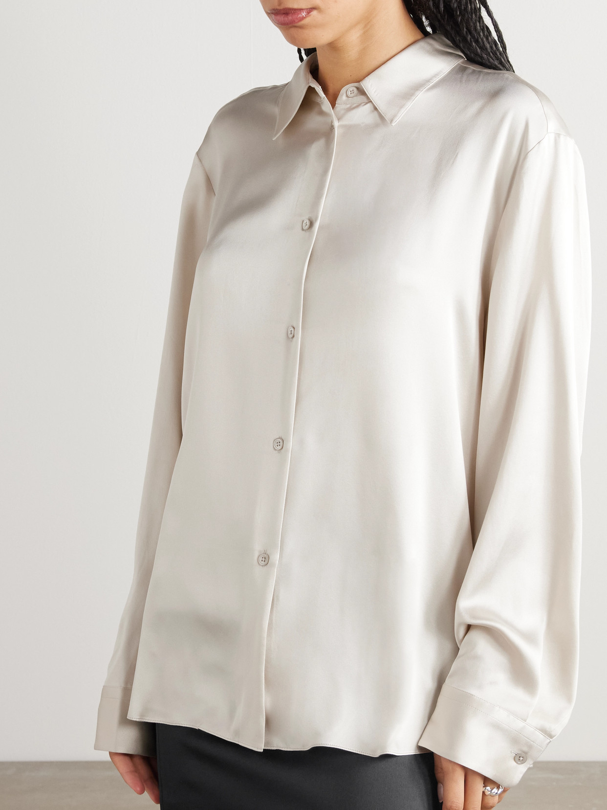 Lisa Yang Silk-satin Shirt In Ivory