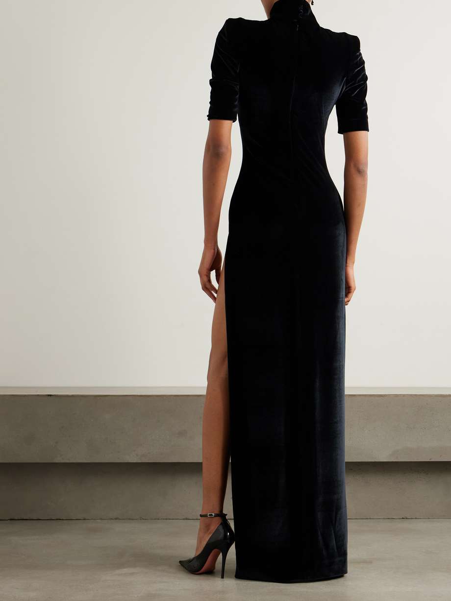 velvet turtleneck gown