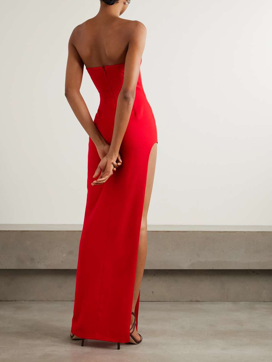 strapless crepe gown