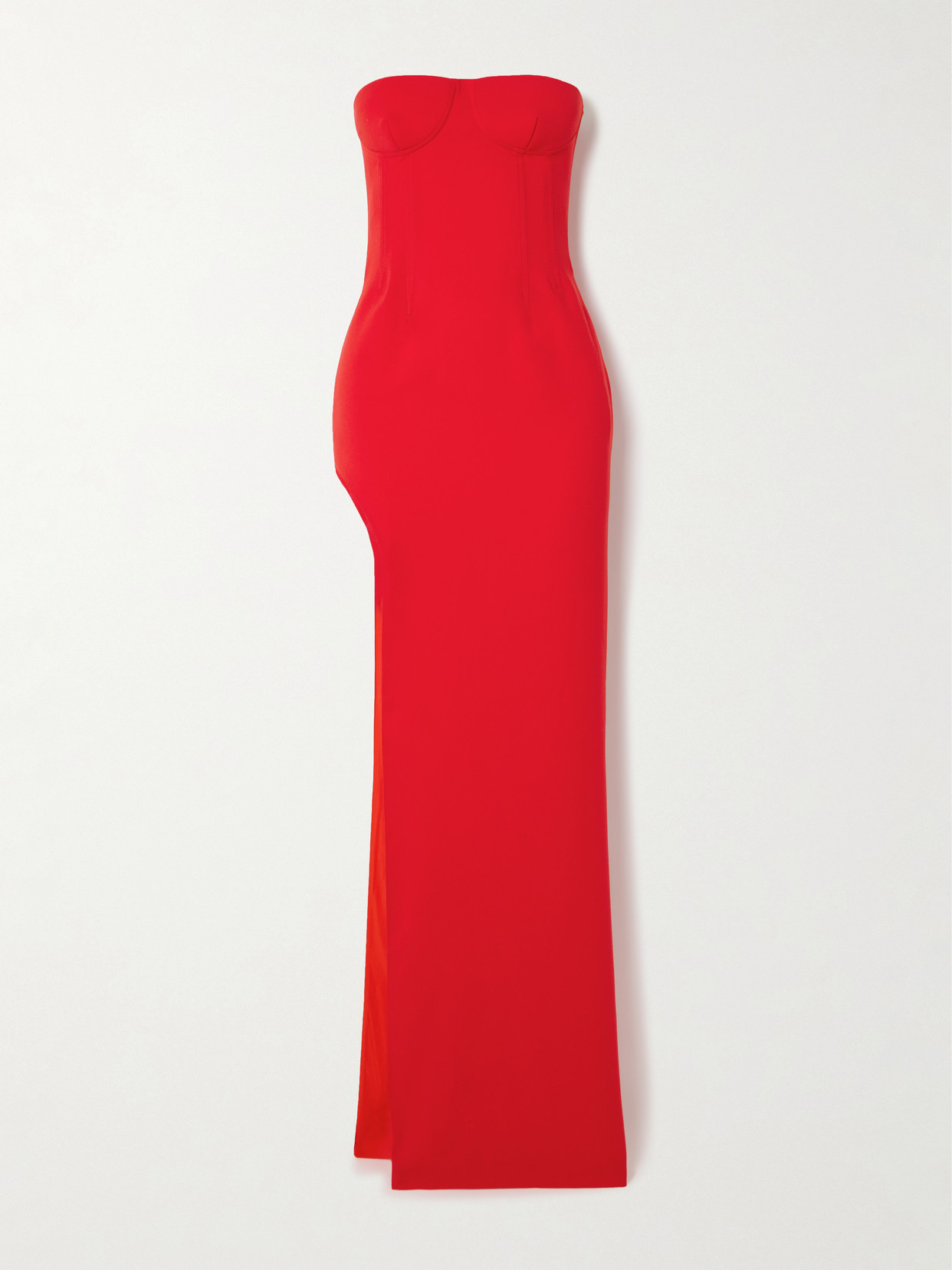 Monot Strapless Crepe Gown In Red