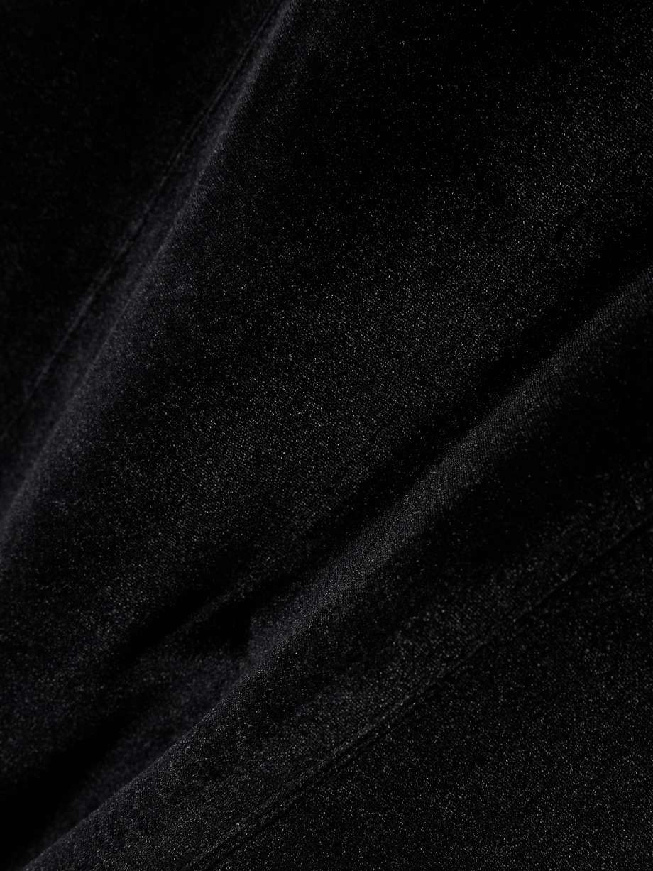 strapless velvet gown