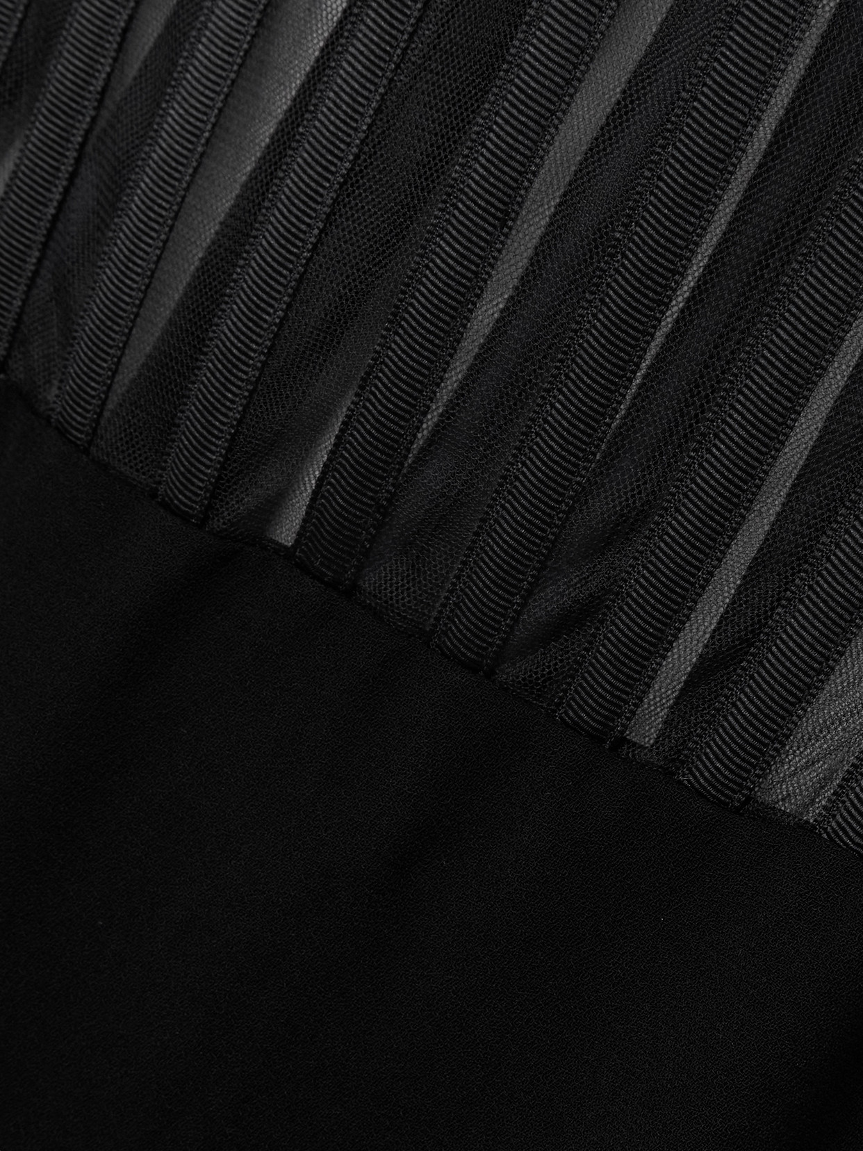 Monot Strapless Mesh-paneled Crepe Gown In Black