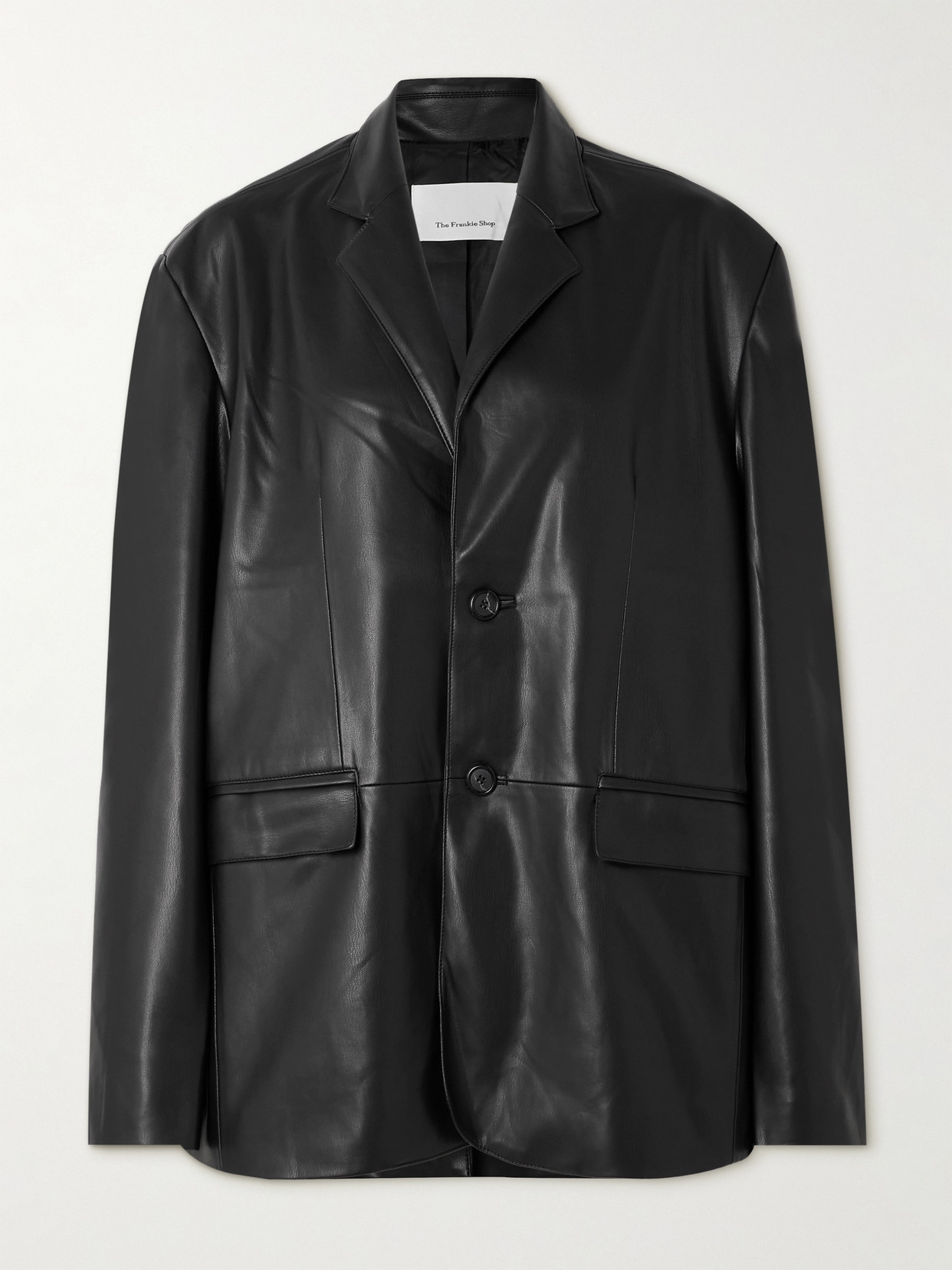 The Frankie Shop Olympia Faux Leather Blazer In Black