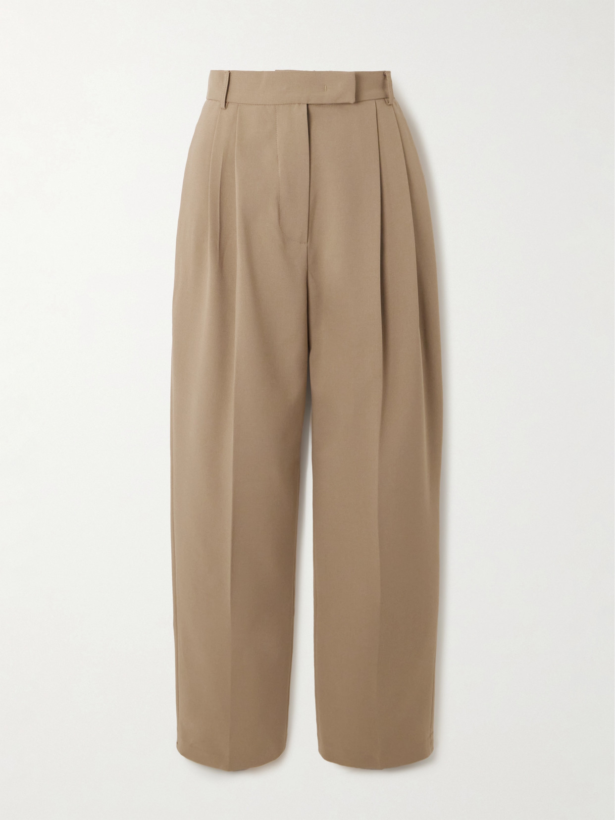 Shop The Frankie Shop Bea Pleated Crepe Tapered-leg Pants In Neutrals
