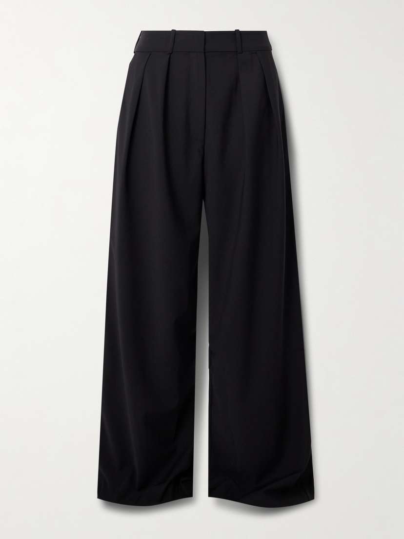 The Frankie Shop Ripley Pleated Grain De Poudre Wide-leg Pants