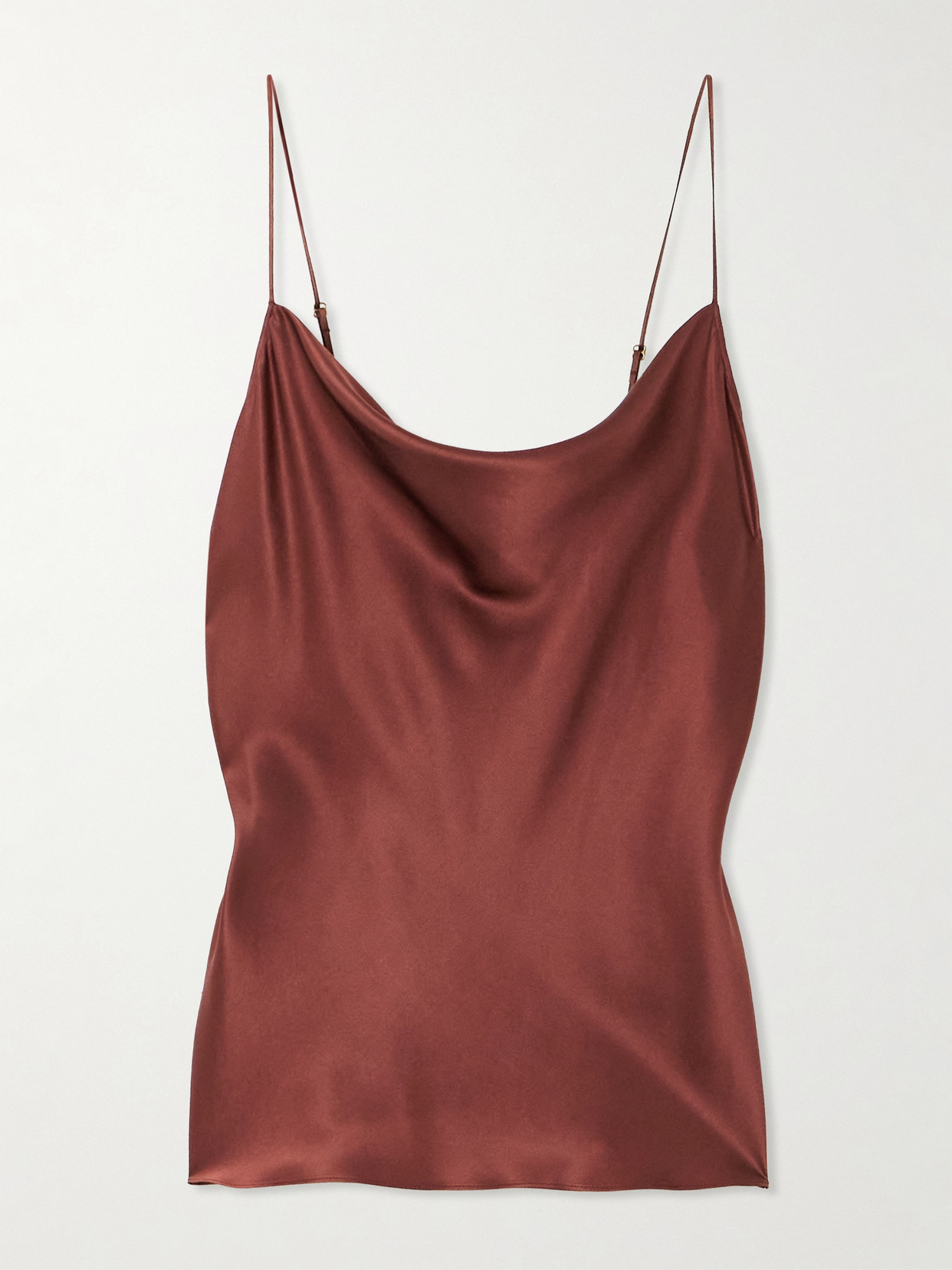 Nili Lotan Joris Draped Silk-satin Camisole In Burgundy