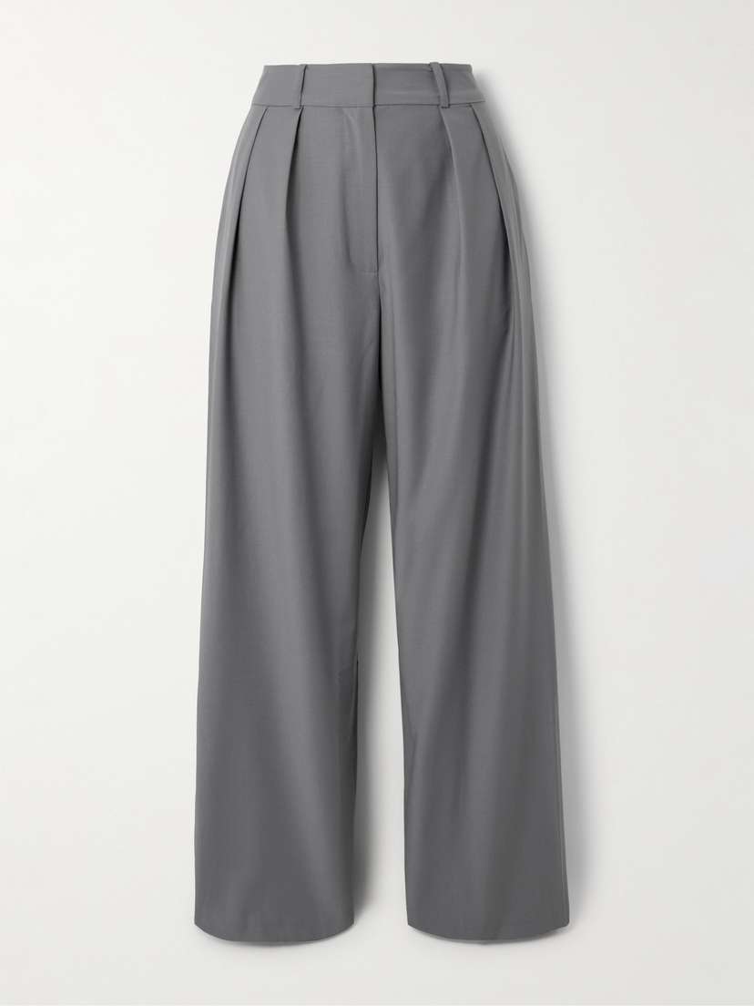 The Frankie Shop Ripley Pleated Grain De Poudre Wide-leg Pants