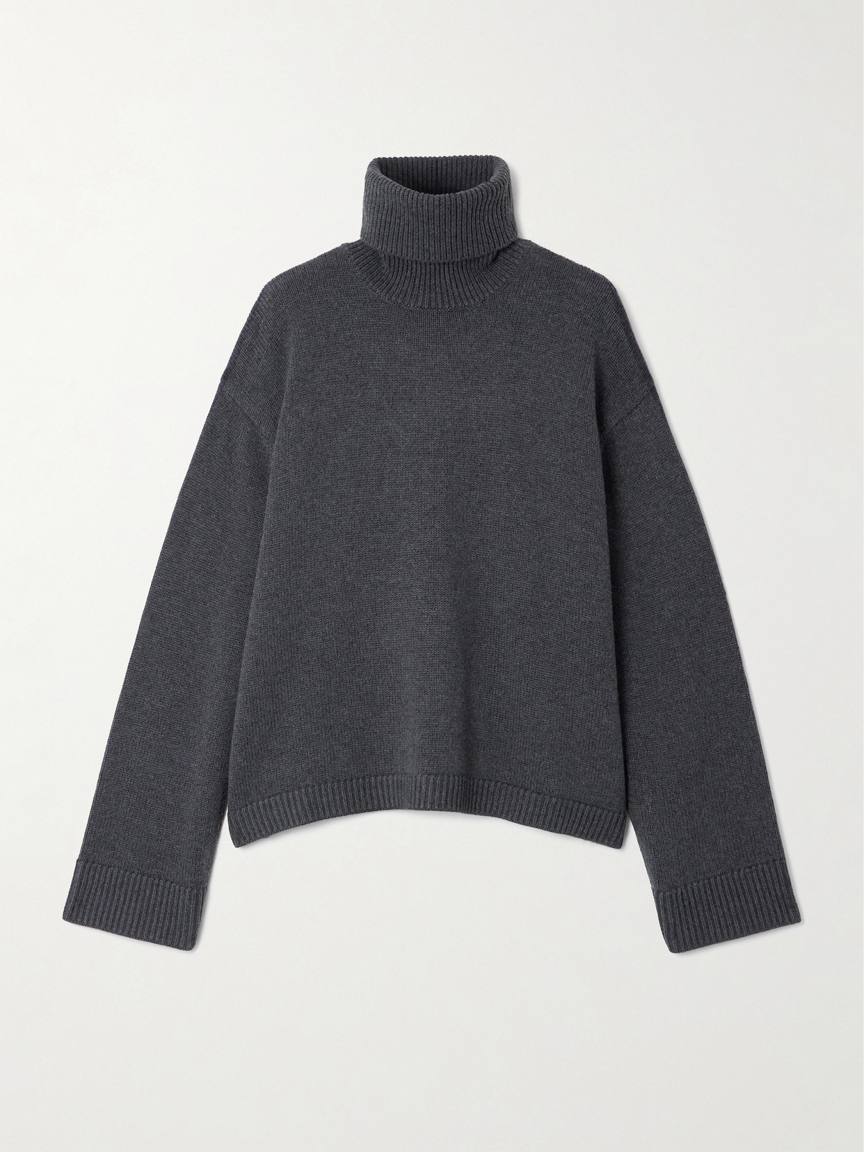 The Frankie Shop - Rhea Wool And Cotton-blend Turtleneck Sweater - Gray