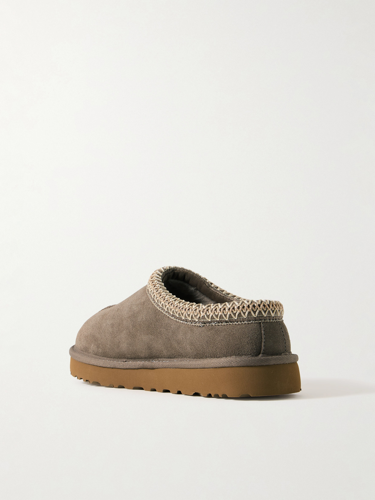 UGG TASMAN WOOL-BLEND FLEECE-LINED EMBROIDERED SUEDE SLIPPERS