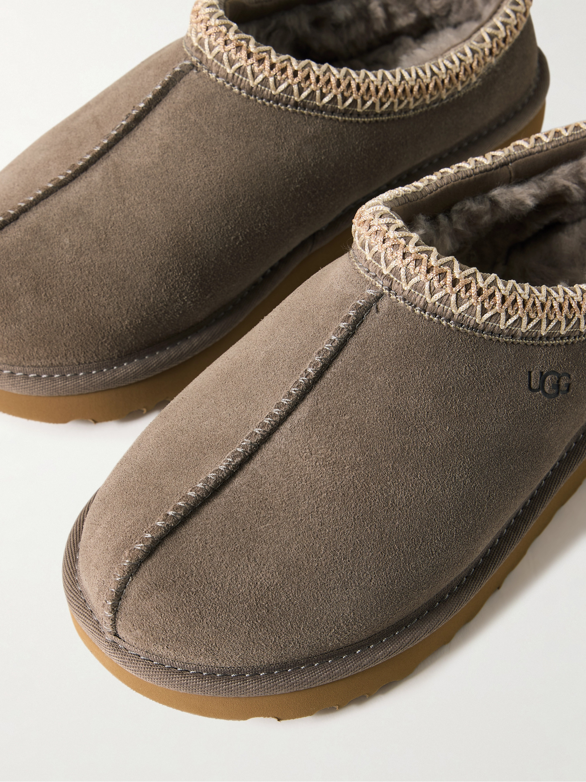 UGG Tasman wool-blend fleece-lined embroidered suede slippers thumbnail