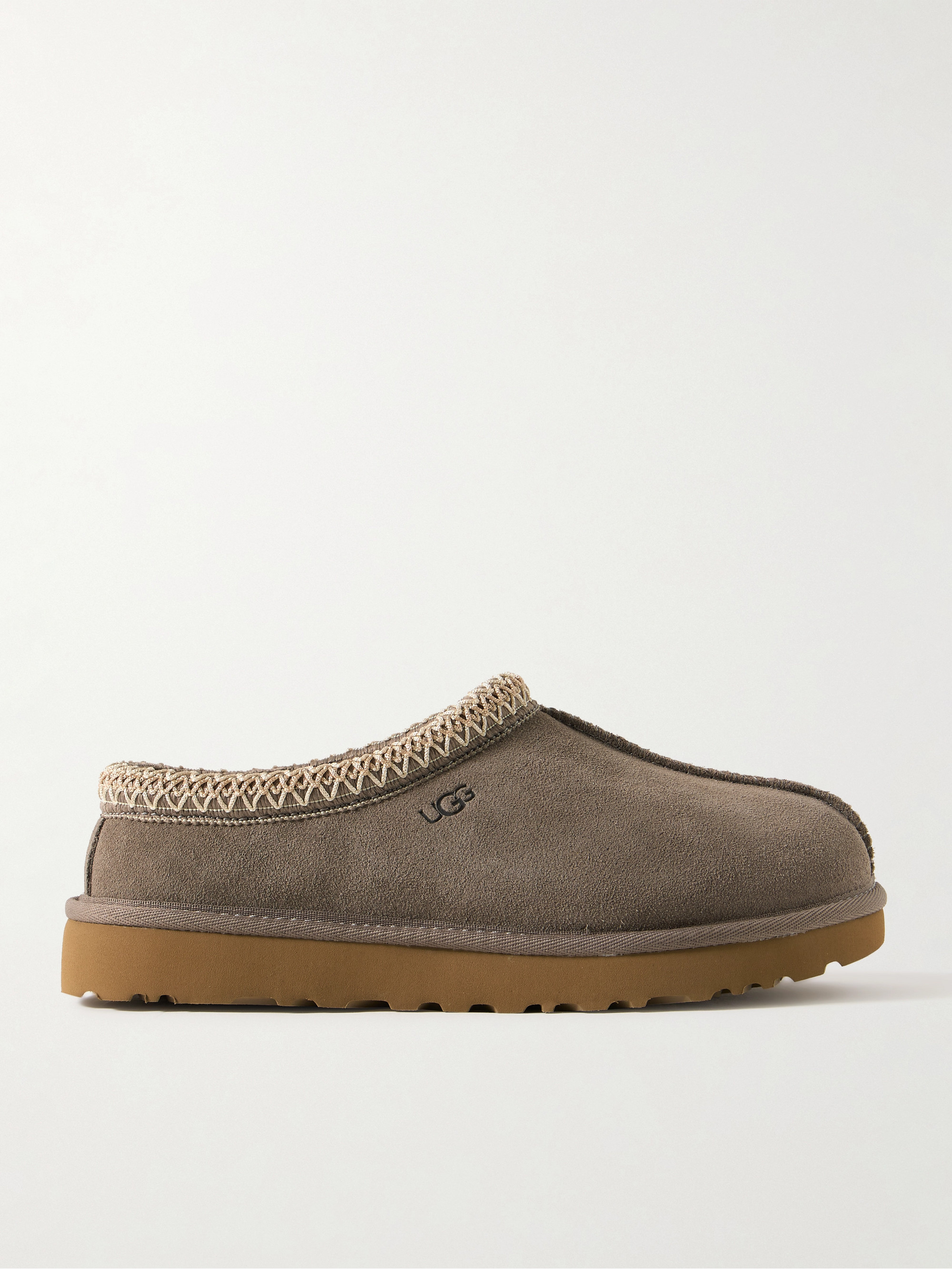 UGG Tasman wool-blend fleece-lined embroidered suede slippers
