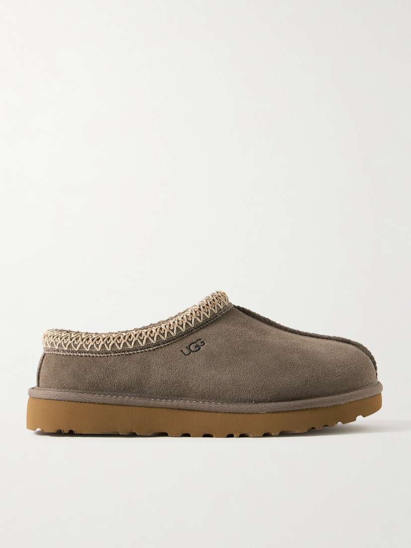 UGG Tasman Wool-blend Fleece-lined Embroidered Suede Slippers