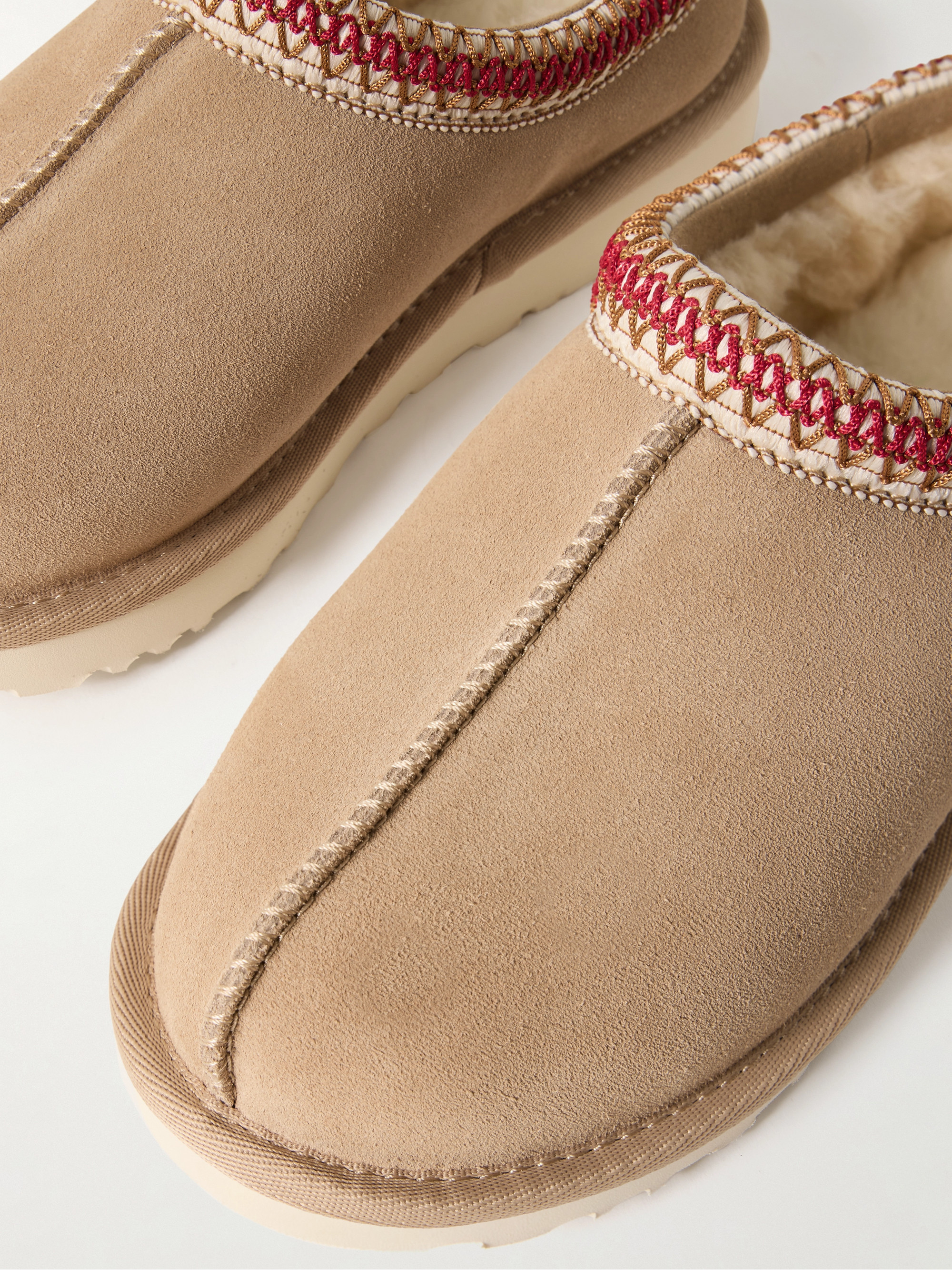 UGG Tasman wool-blend fleece-lined embroidered suede slippers