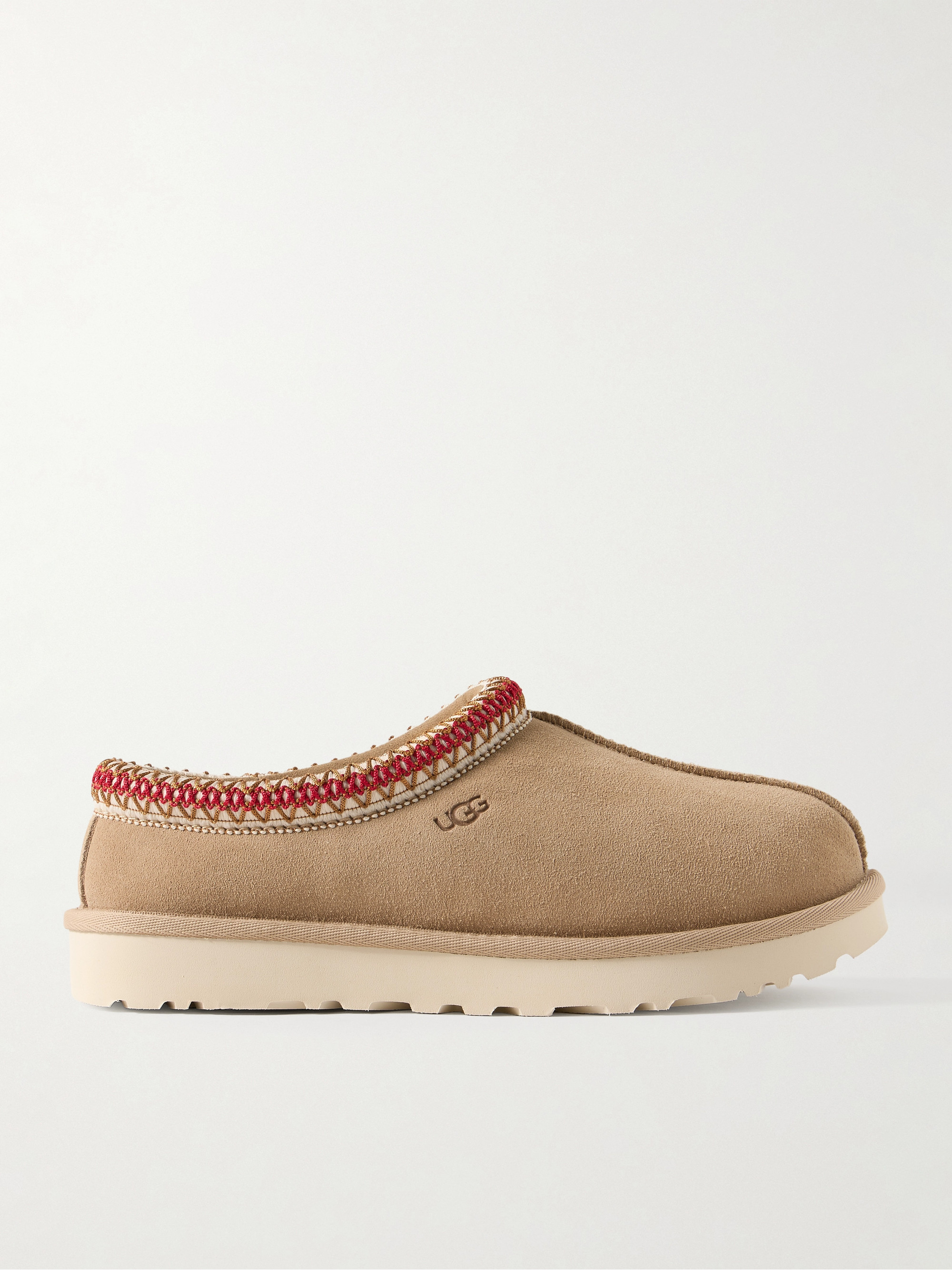 UGG Tasman wool-blend fleece-lined embroidered suede slippers