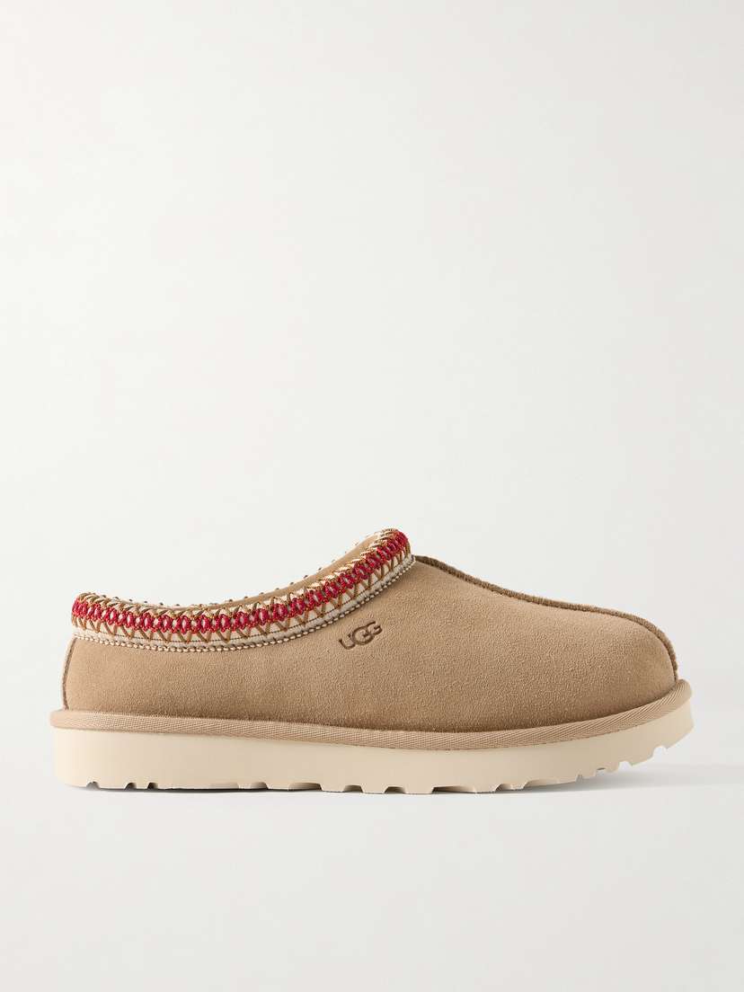 UGG Tasman Wool-blend Fleece-lined Embroidered Suede Slippers
