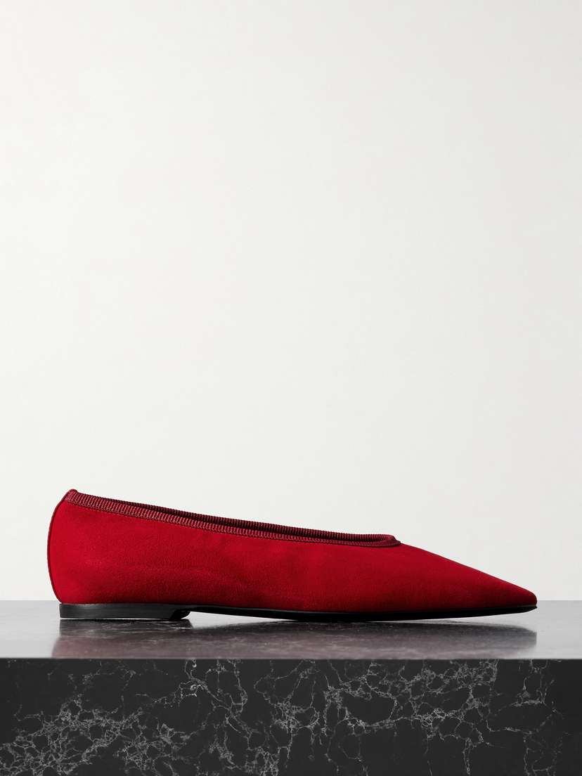TOTEME The Minimalist Grosgrain-trimmed Suede Ballet Flats