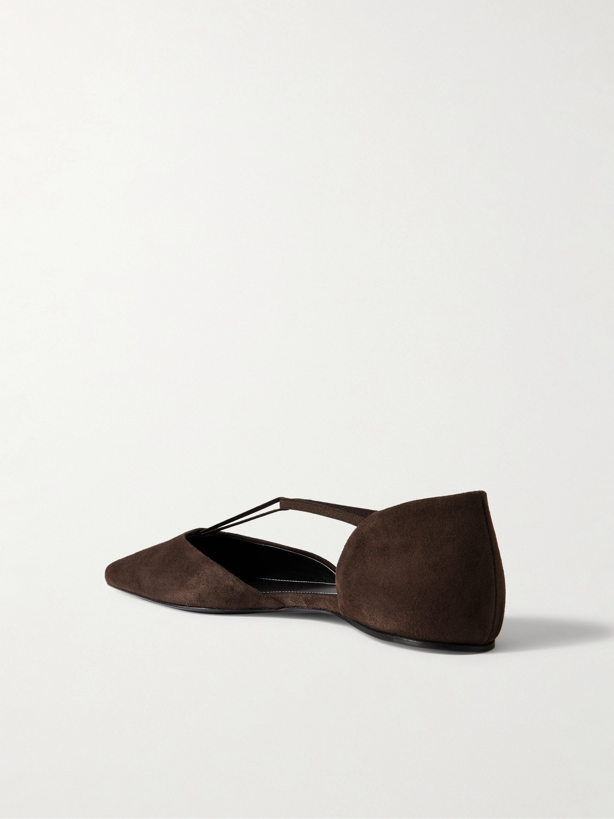 Totême Brown Suede T-strap Ballerina Flats In Pepper 273