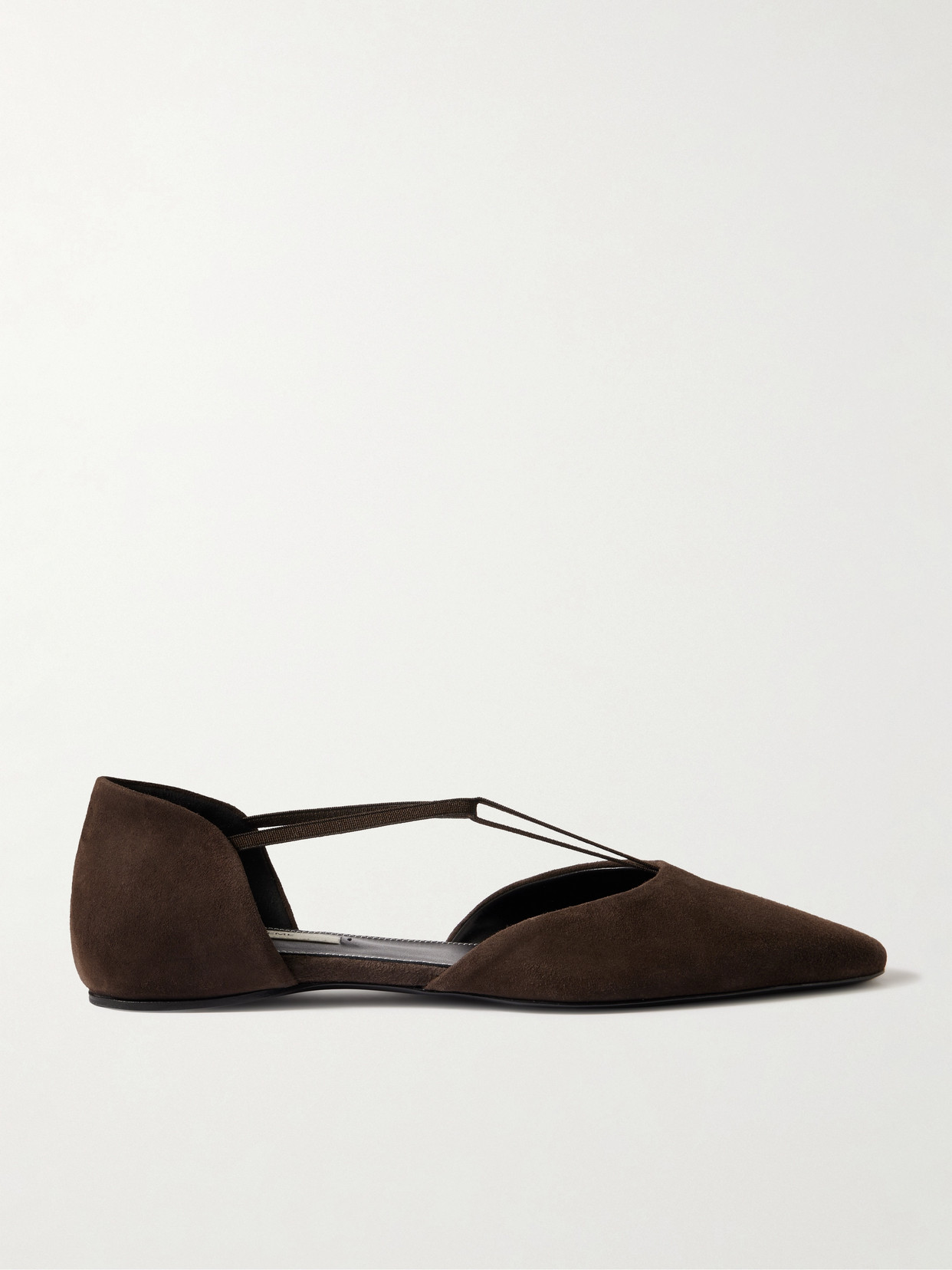 Totême Brown Suede T-strap Ballerina Flats In Brown