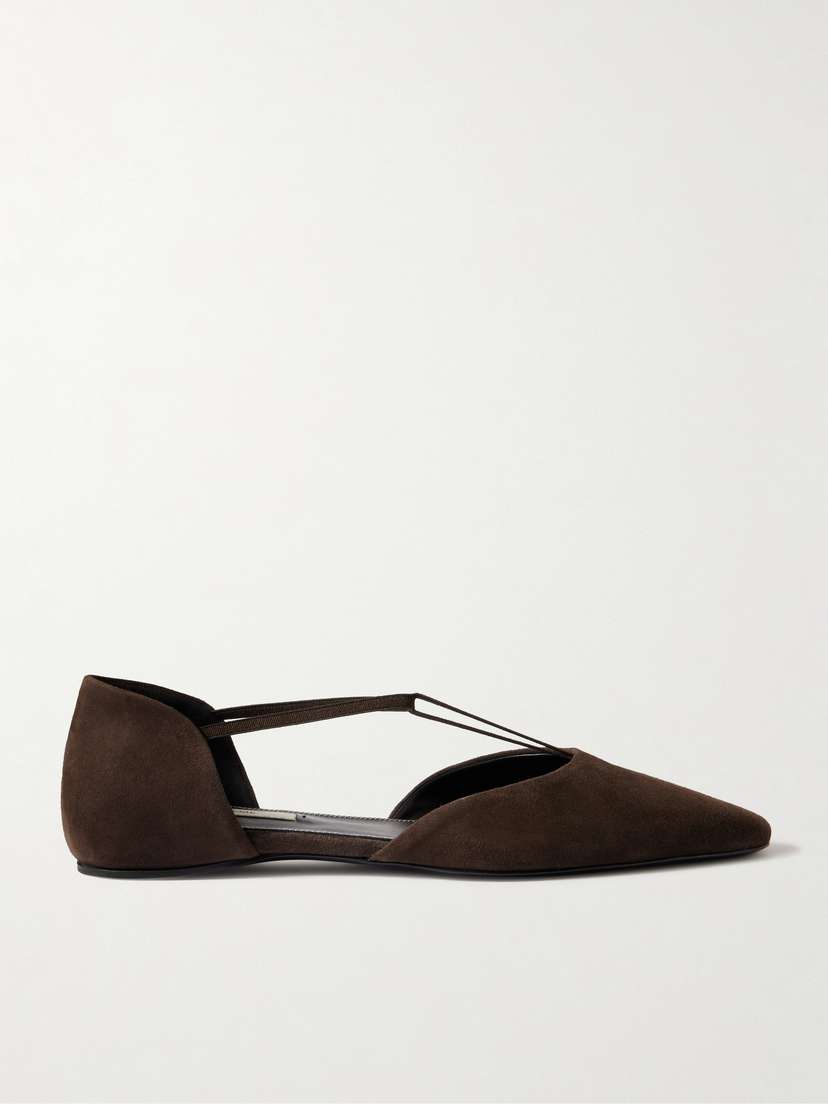 TOTEME The T-strap Suede Point-toe Flats