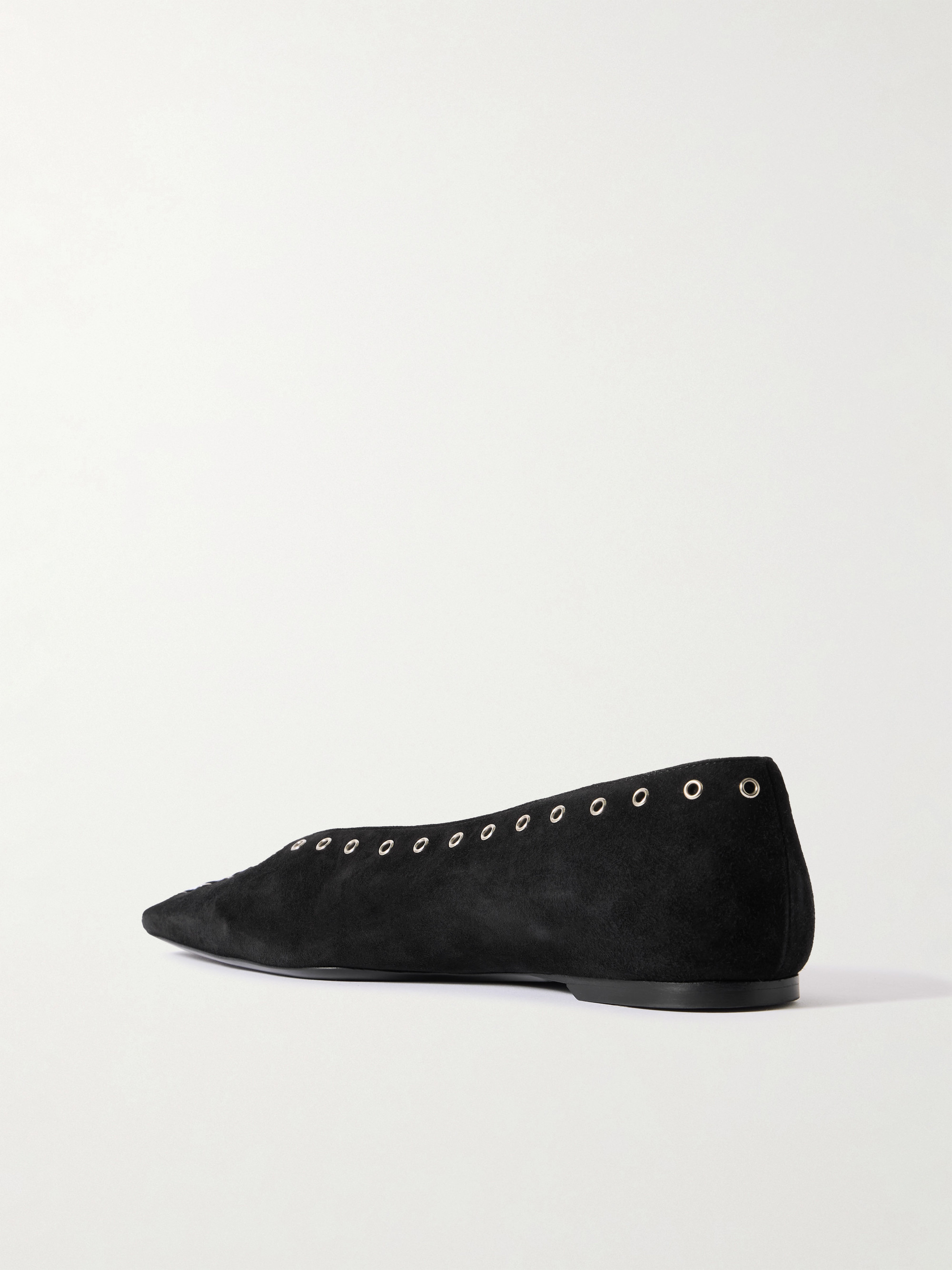 TOTEME Lace-up eyelet-embellished suede ballet flats
